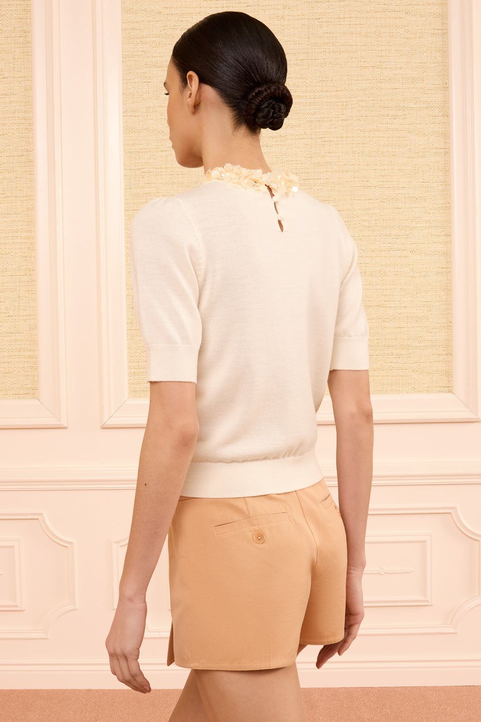 Jude SS Embellished Top - Pearled Ivory