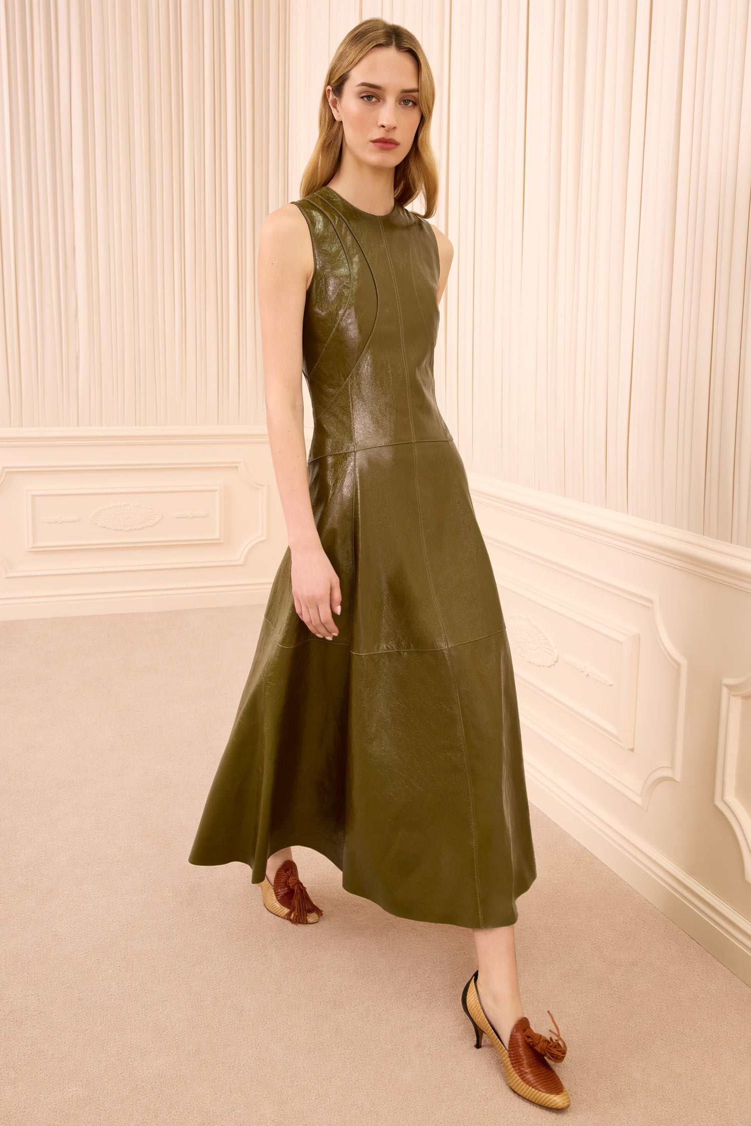 Juliette Leather Dress - Lichen