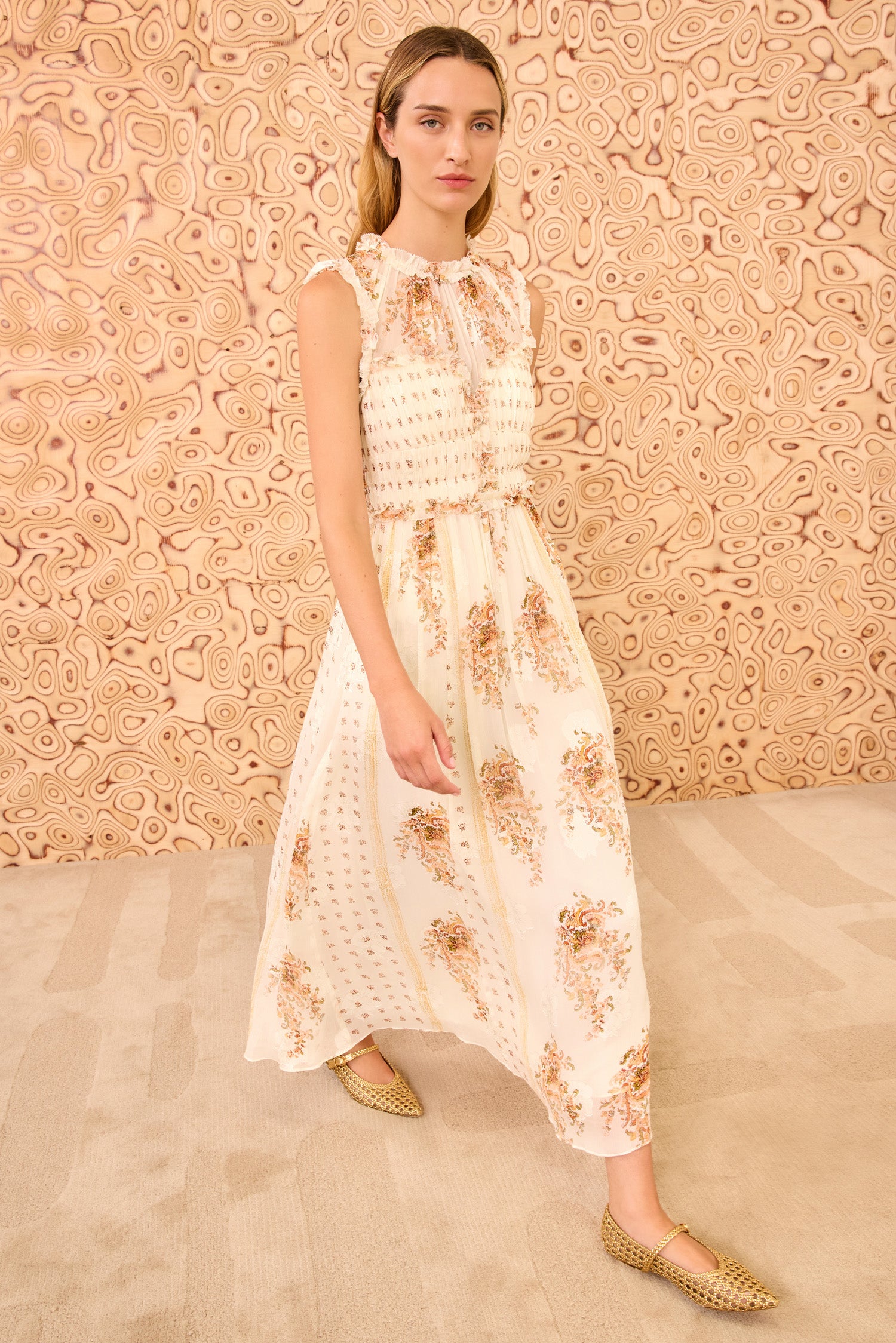 Kasia Sleeveless Midi Dress - Alabaster