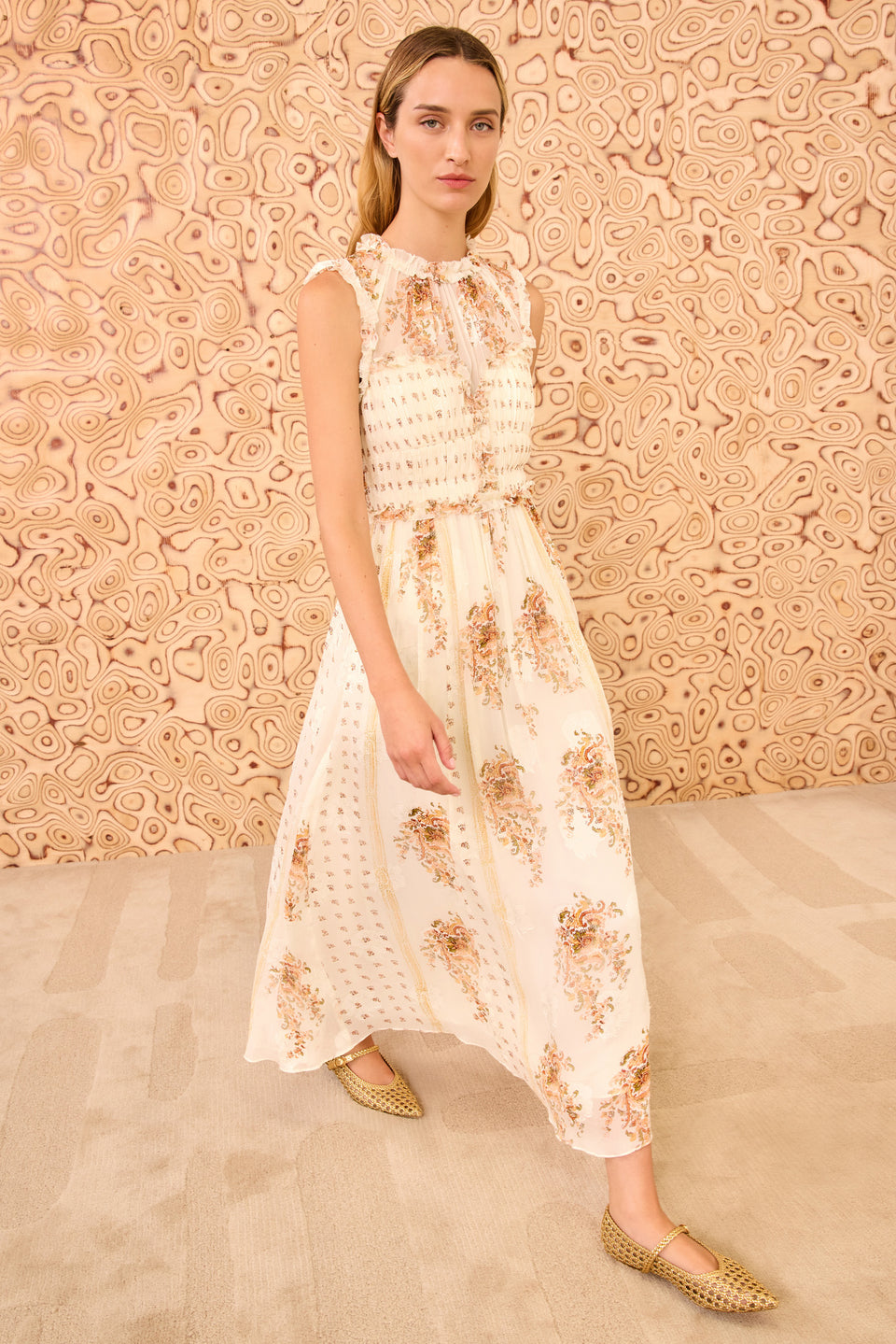 Kasia Sleeveless Midi Dress - Alabaster