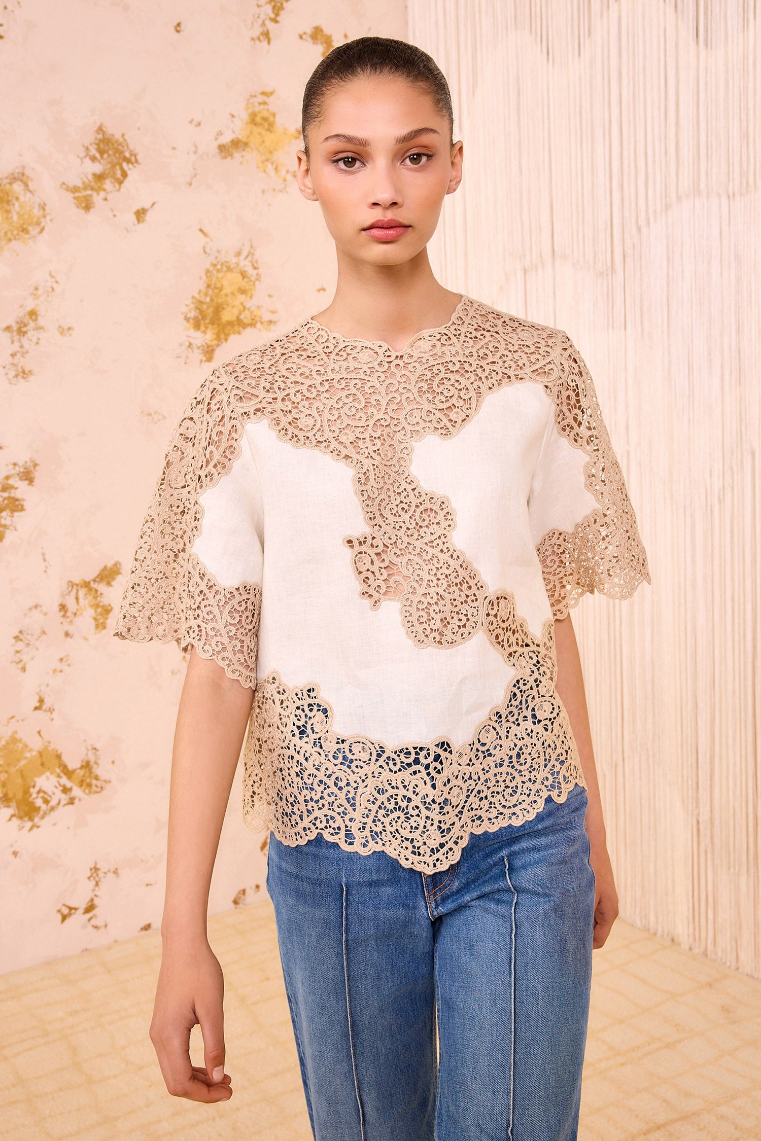 Ulla Johnson Kadene Short Sleeve Blouse - Travertine