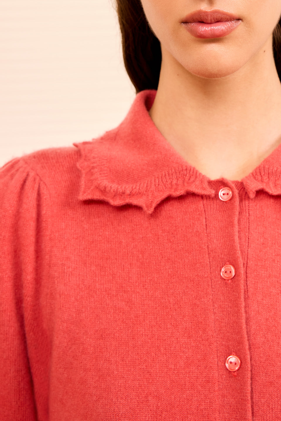 Kalila Collared Cardigan - Coral