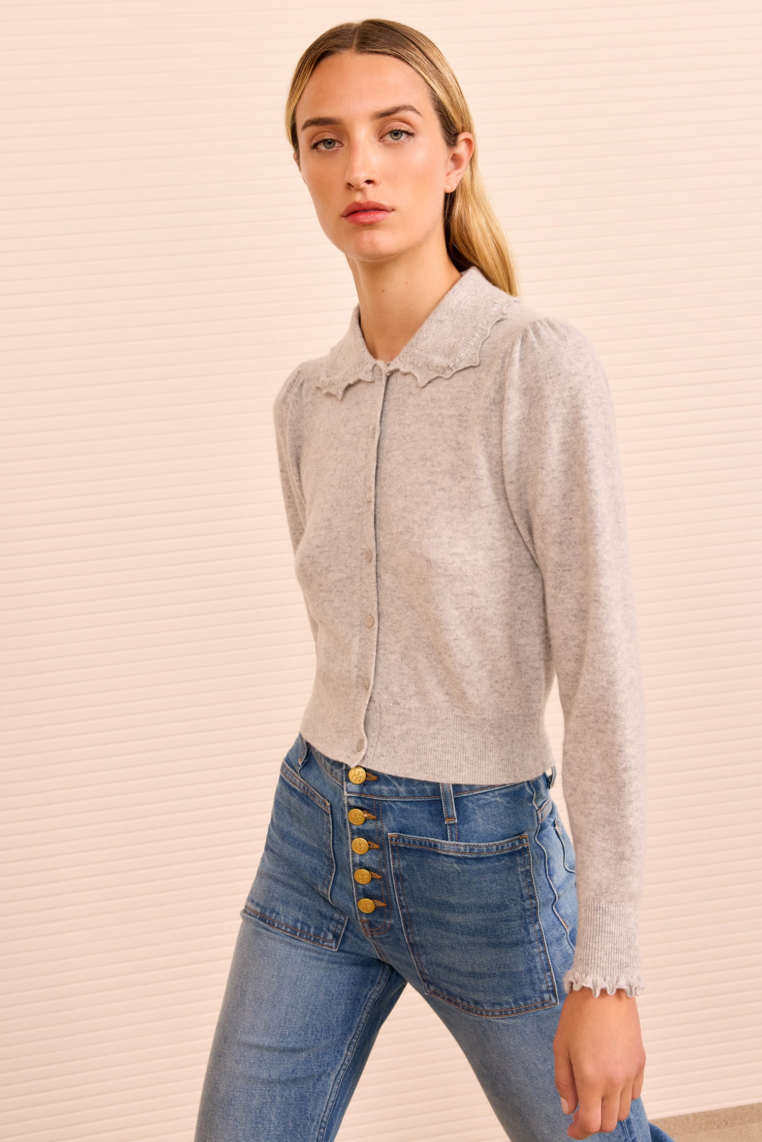 Kalila Collared Cardigan - Pebble - Ulla Johnson