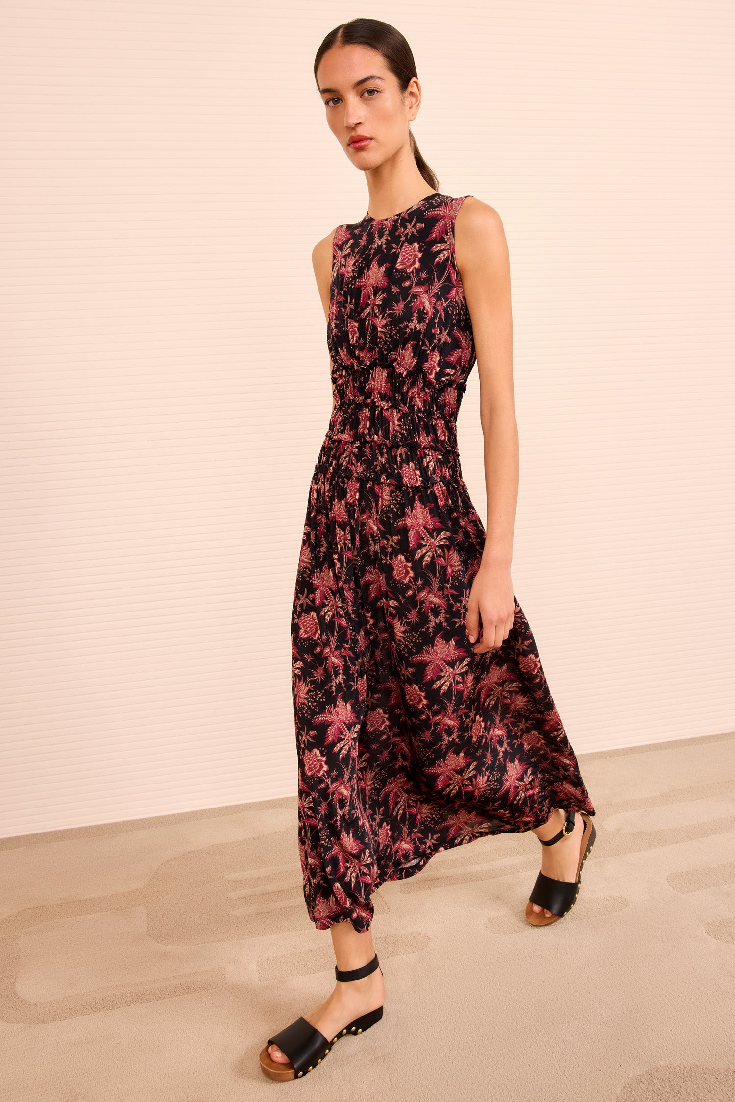 Ulla Johnson Kamaria Ruched Waist Dress - Midnight Lily