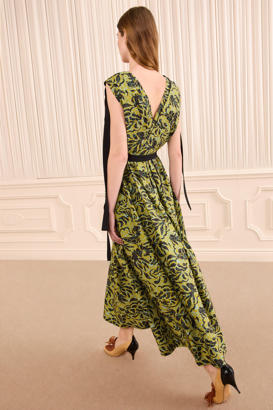 Karina Cotton Bow Dress - Chartreuse