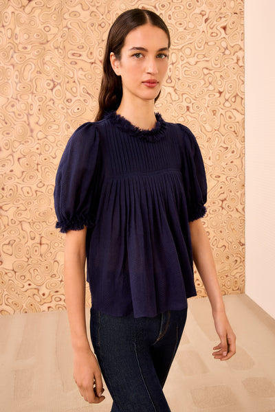 Karlyn Puff Sleeve Top - Midnight - Ulla Johnson