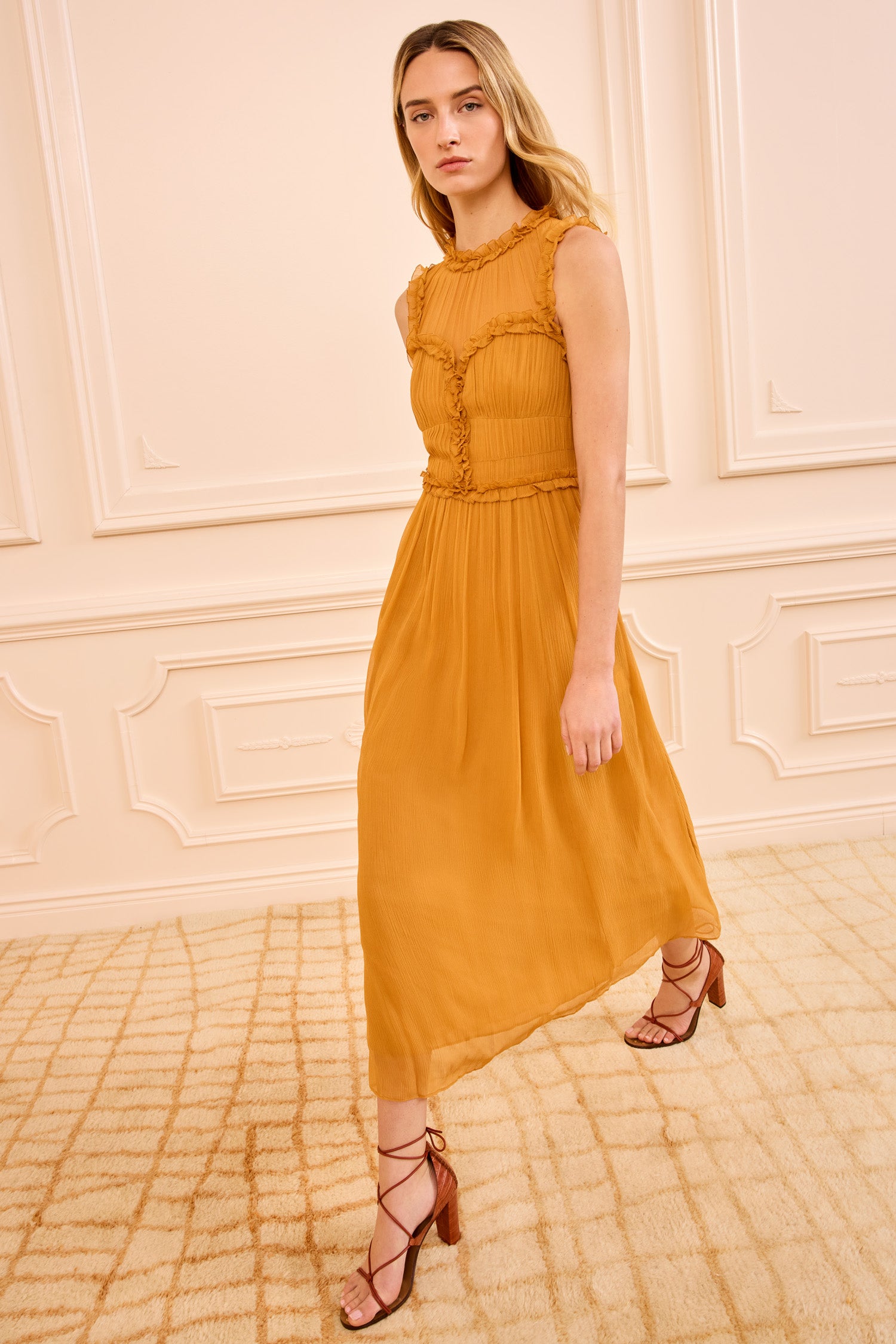 Ulla Johnson Kasia SL Silk Dress - Ochre