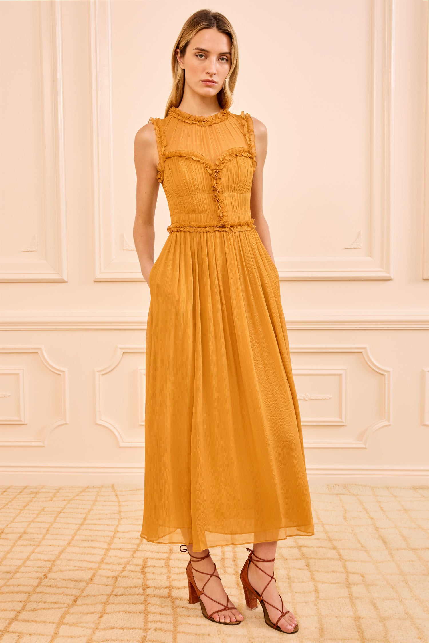 Kasia SL Silk Dress - Ochre