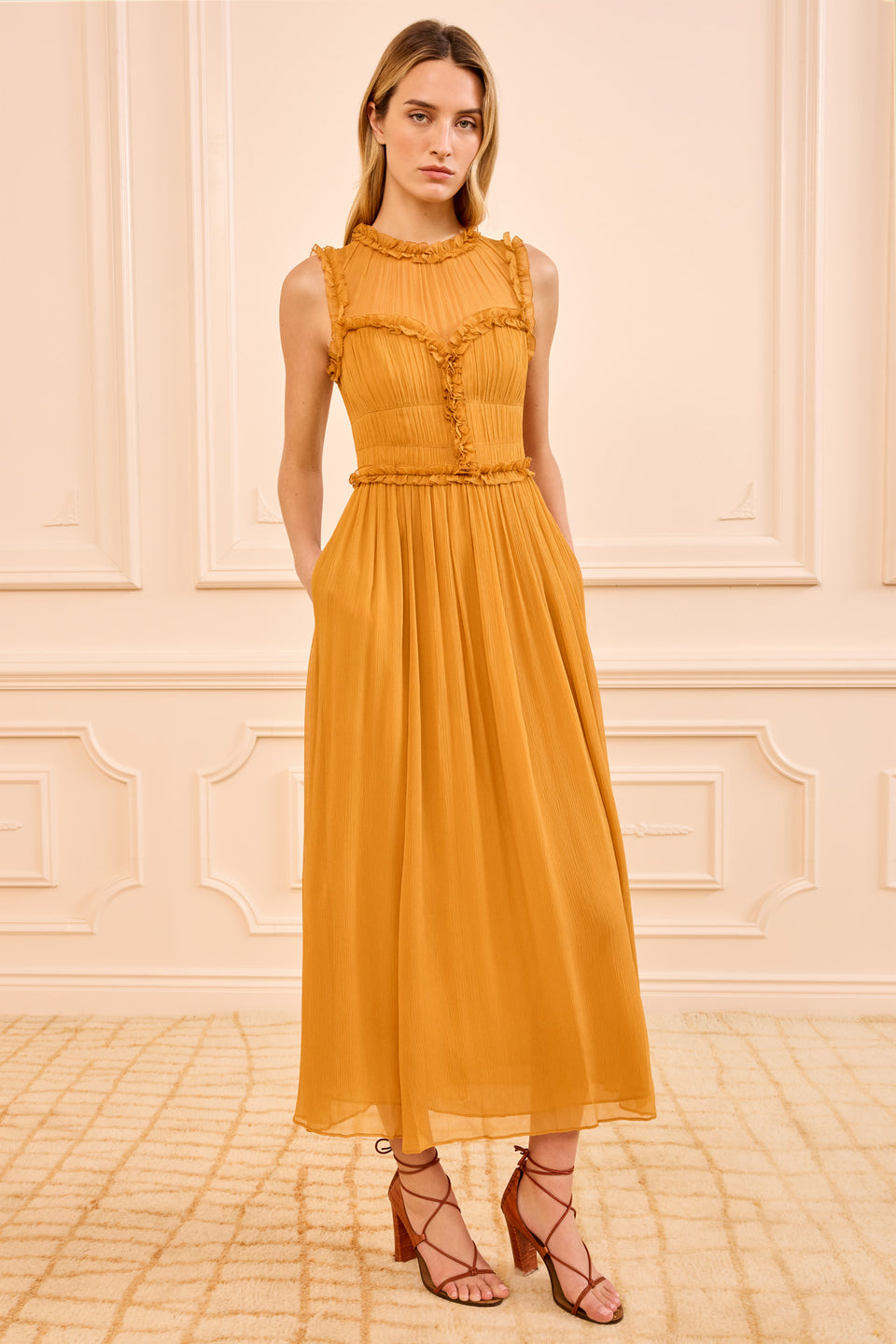Kasia SL Silk Dress - Ochre