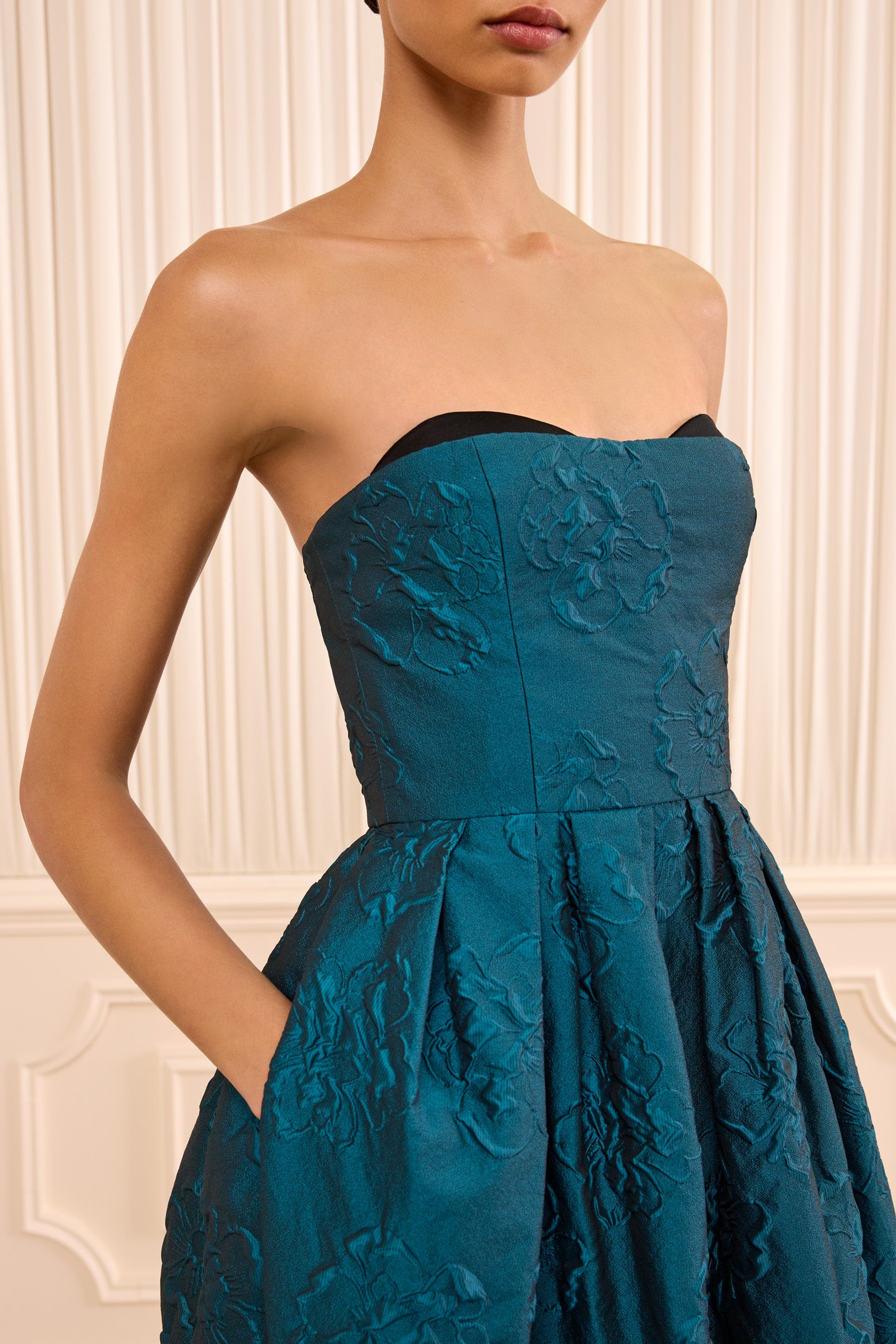 Katerina Strapless Cloque Dress - Beryl