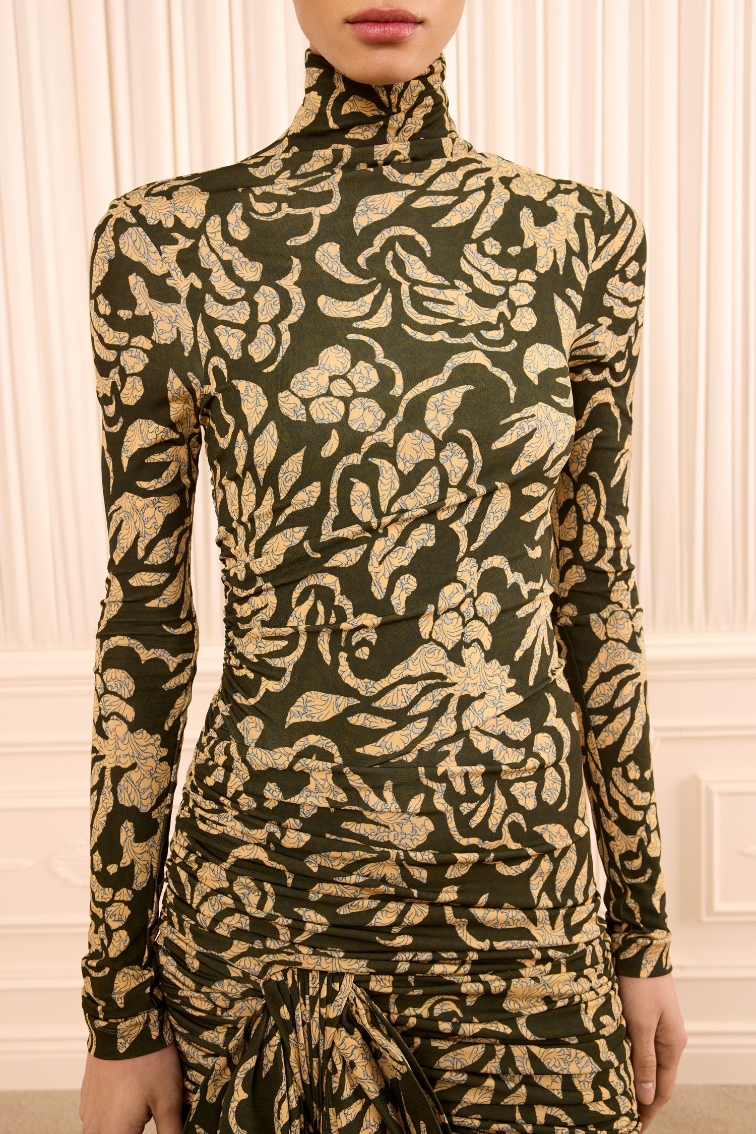 Ulla Johnson Katy Draped Jersey Dress - Khaki Floral