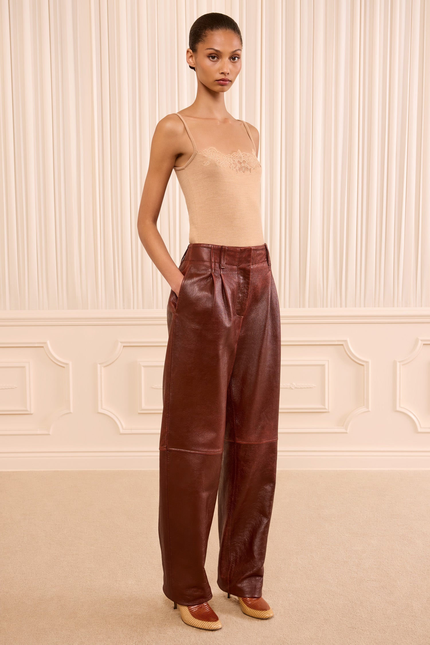 Keiran Leather Pant - Cognac