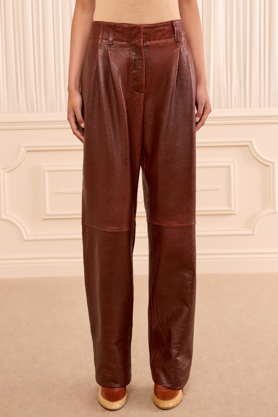 Keiran Leather Pant - Cognac