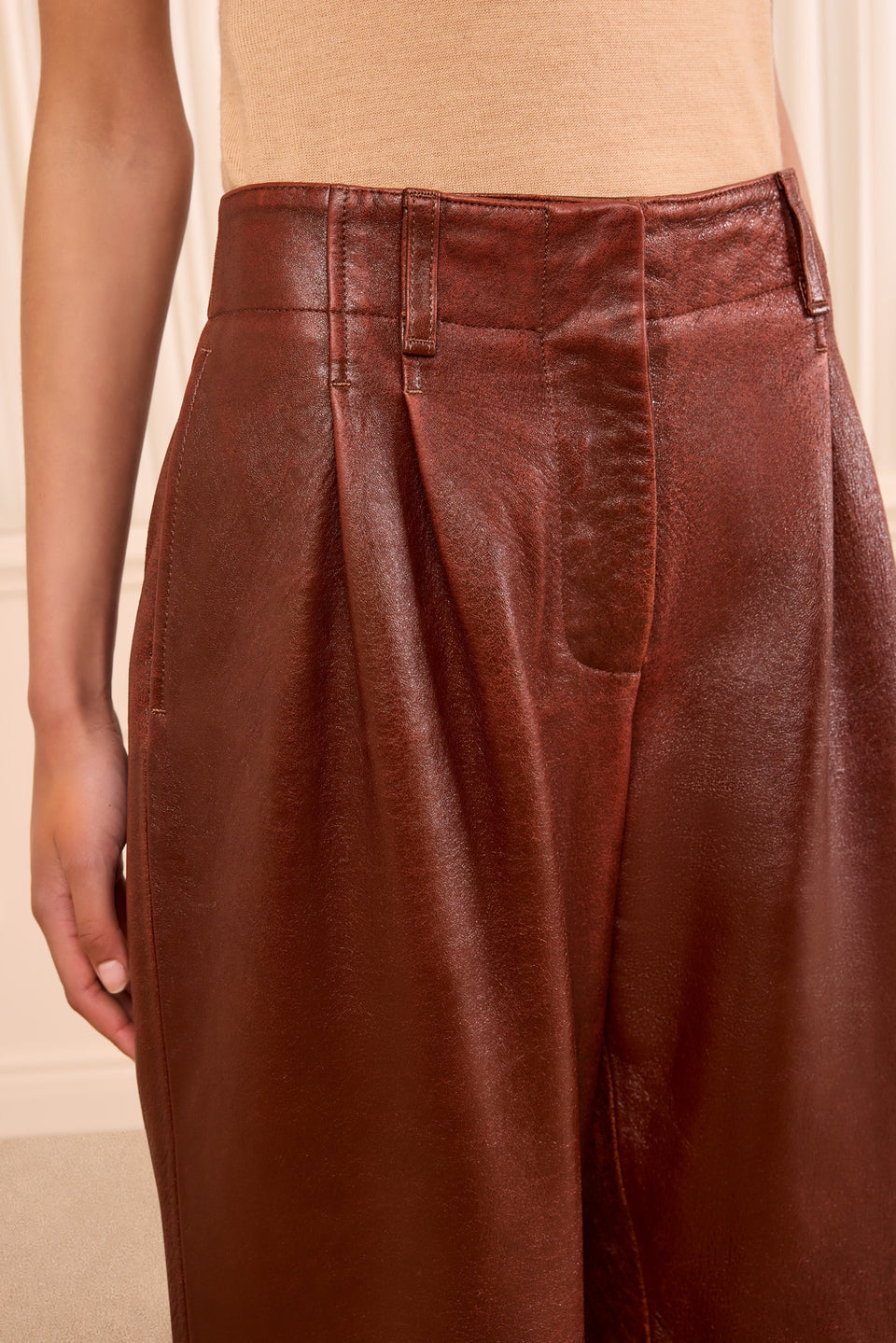 Keiran Leather Pant - Cognac