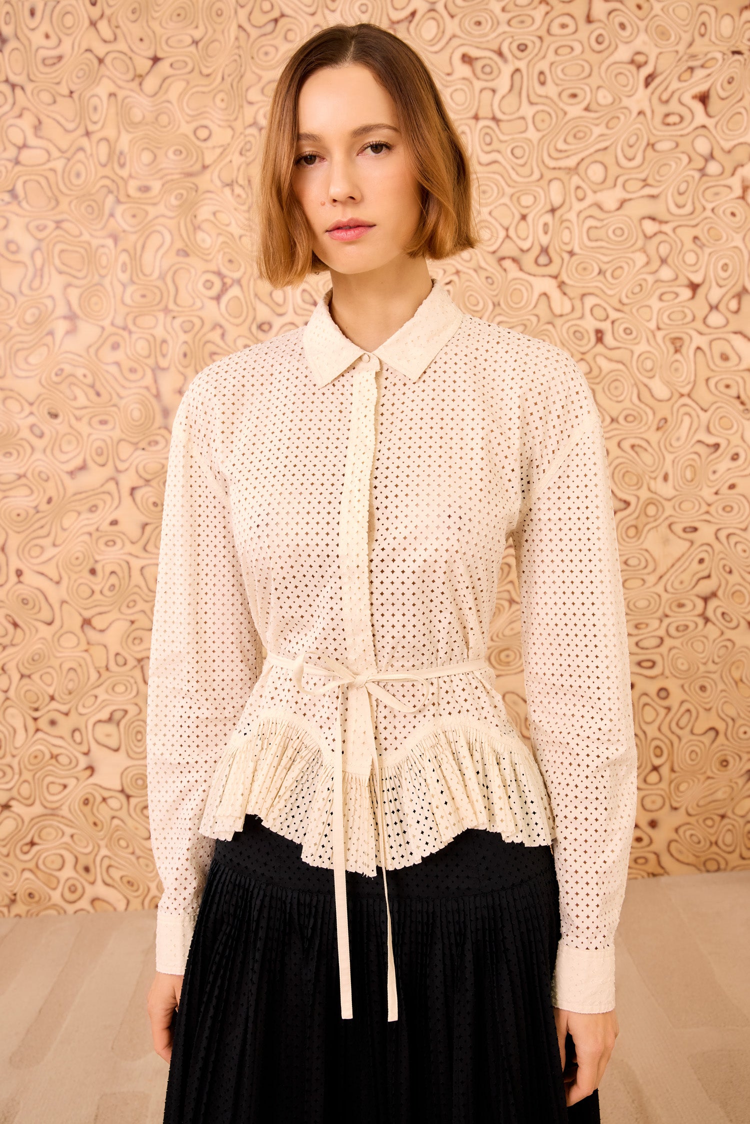 Kelila Button Up Blouse with Belt - Cowrie