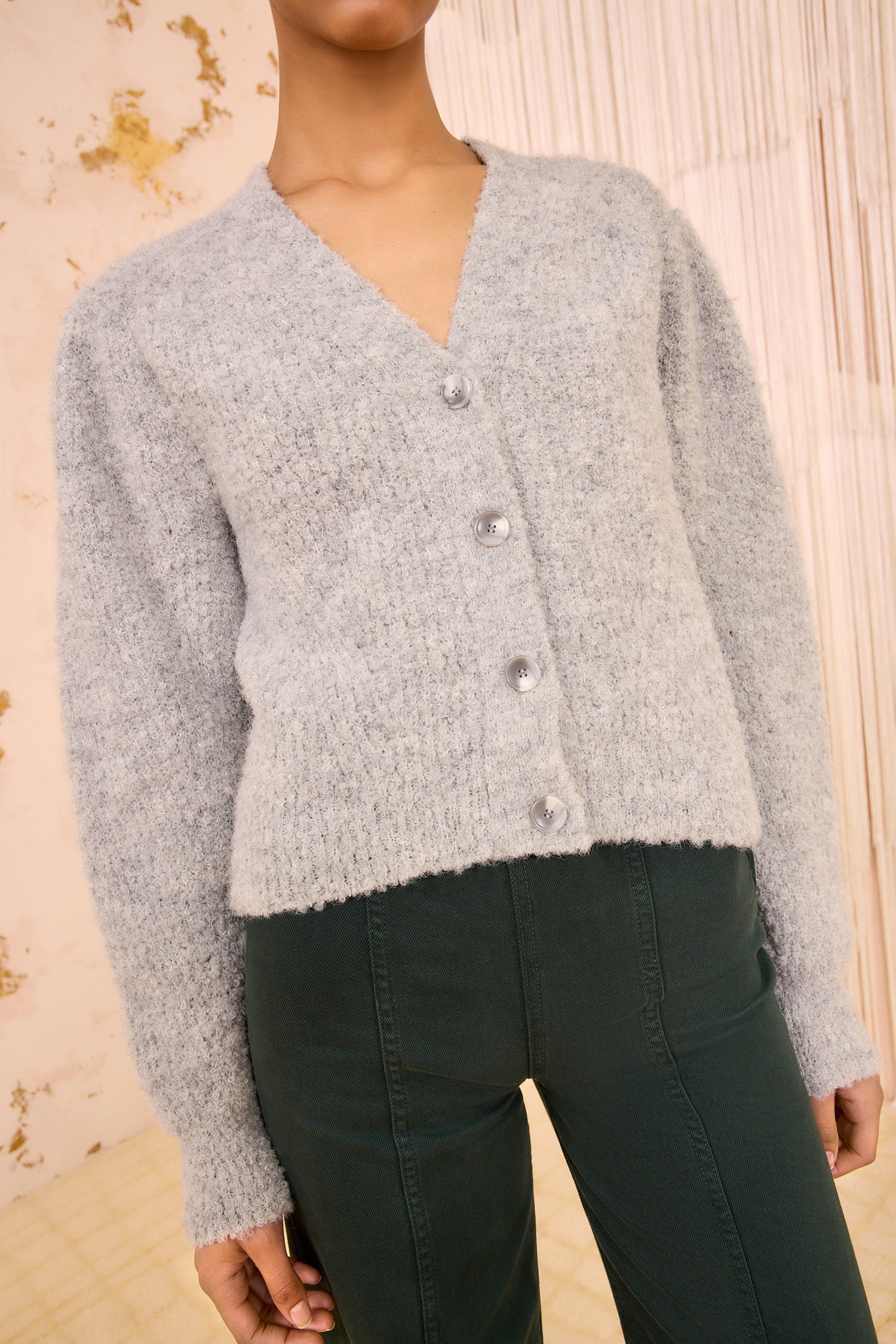 Kira Alpaca Cardigan - Pebble