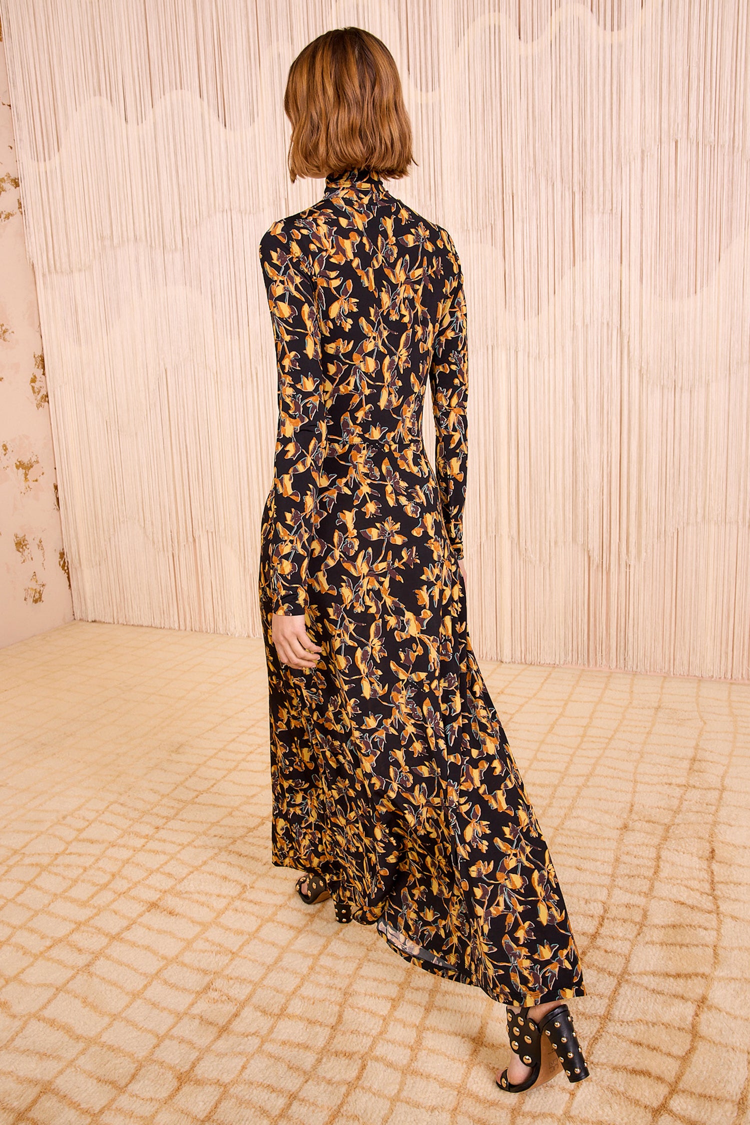 Ulla Johnson Koa Jersey Ruched Front Turtleneck Dress - Solaris