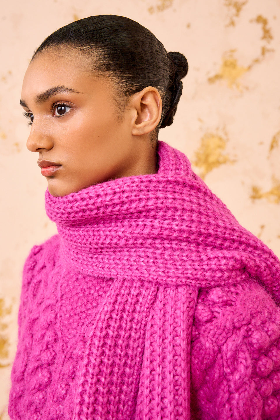 Lucie Alpaca Knit Scarf - Rose