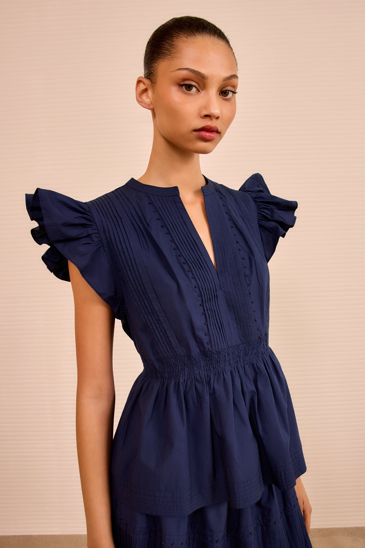 Luise Flutter Sleeve Top - Midnight