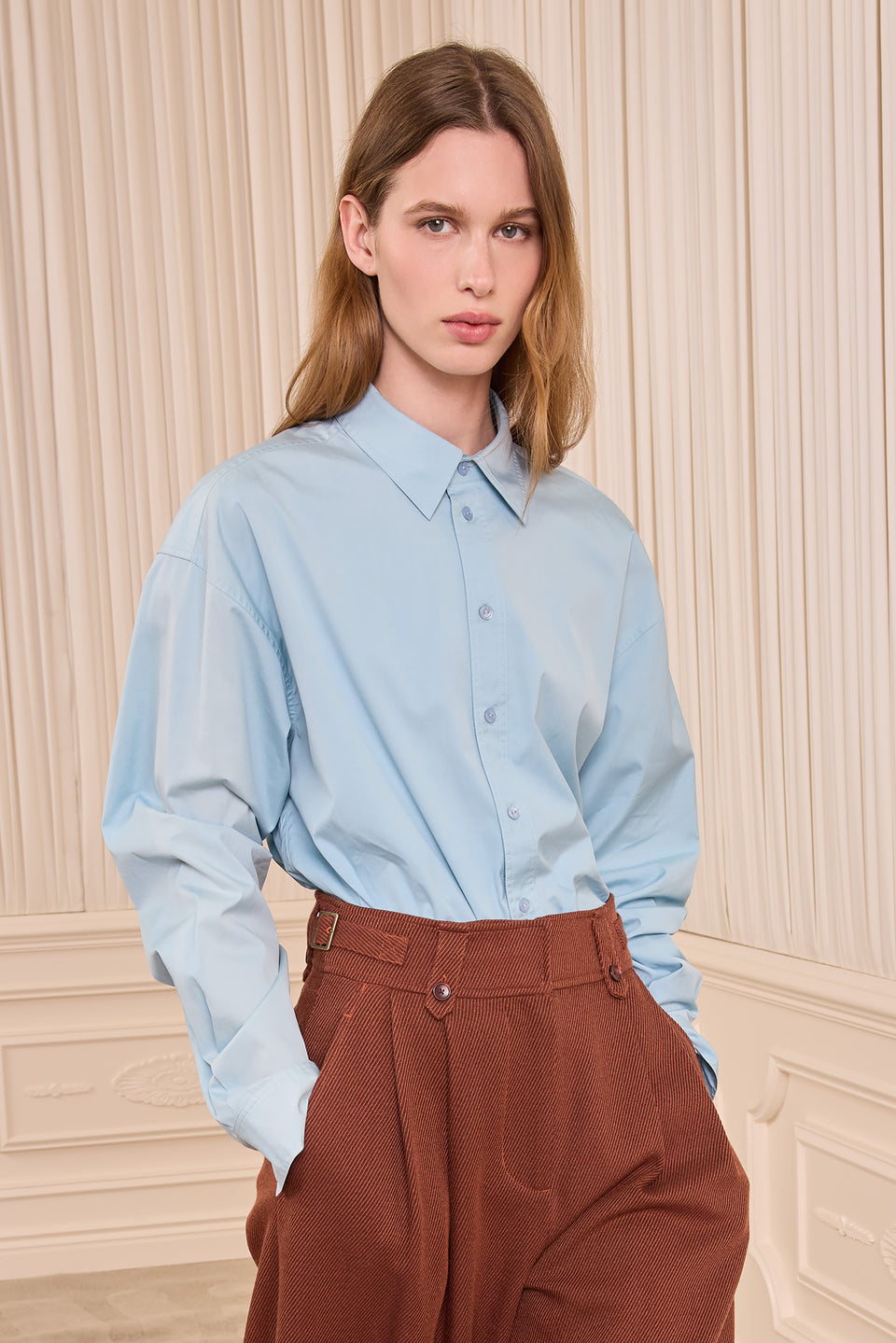 Laia LS Cotton Blouse - Heron