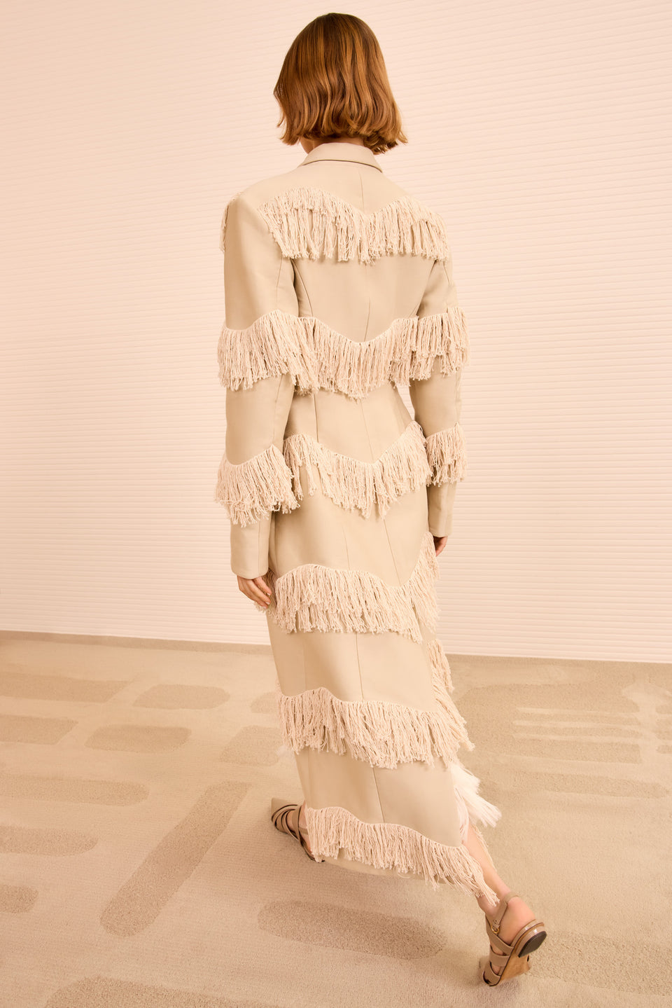 Lata Fringe Coat - Khaki