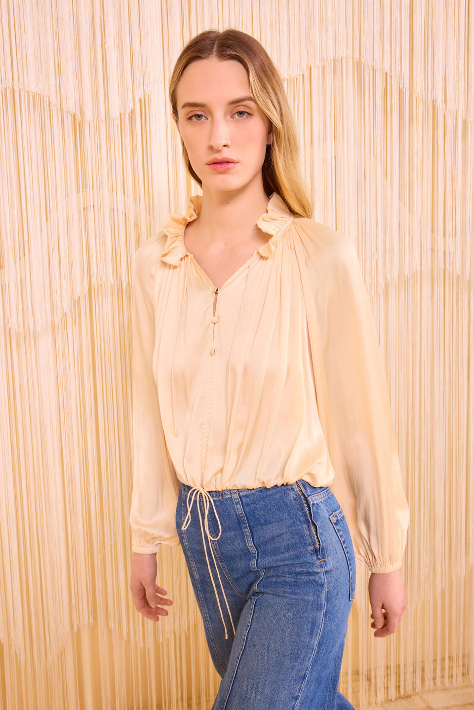 Laurette Long Sleeve Blouse - Pearlescent