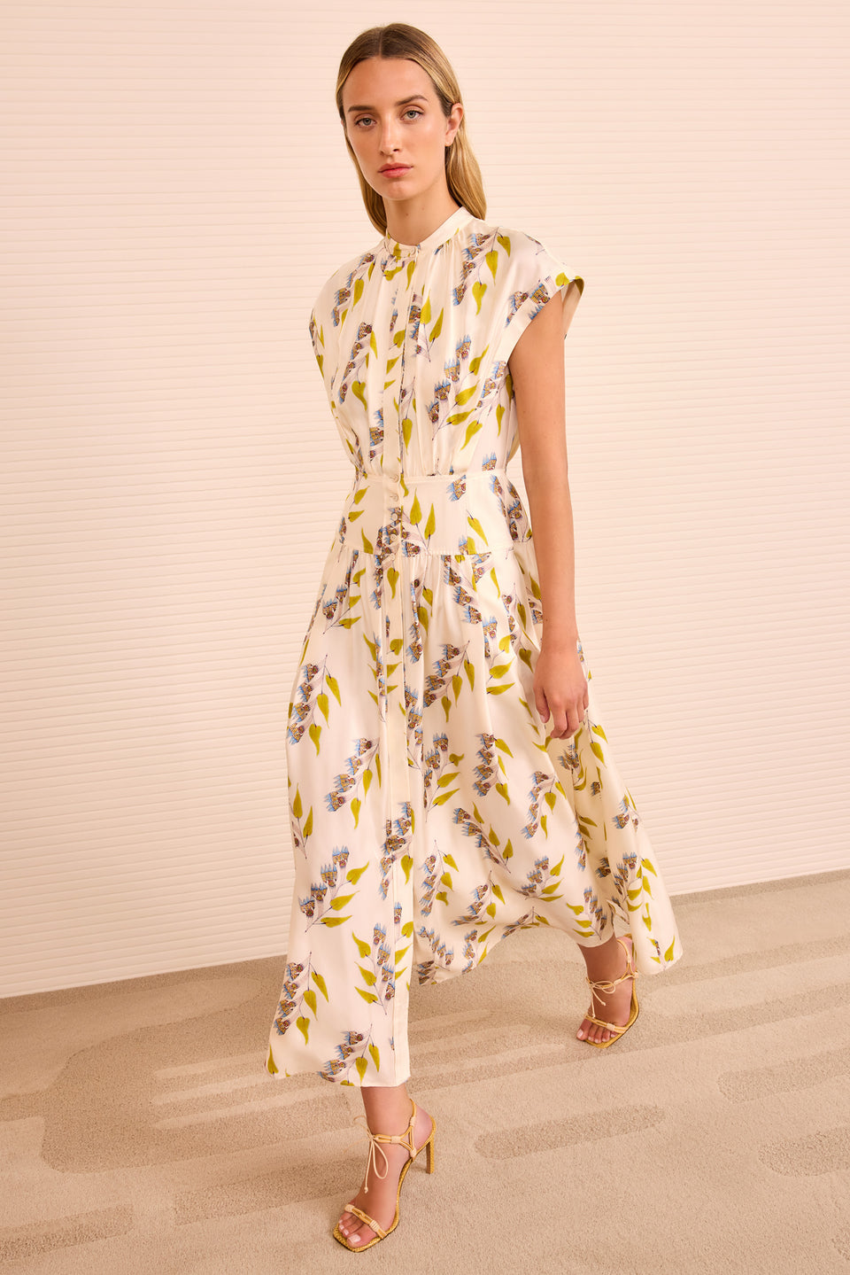 Lausanne Button Up Dress - Infinite Flower Floral Print Silk Midi Dress