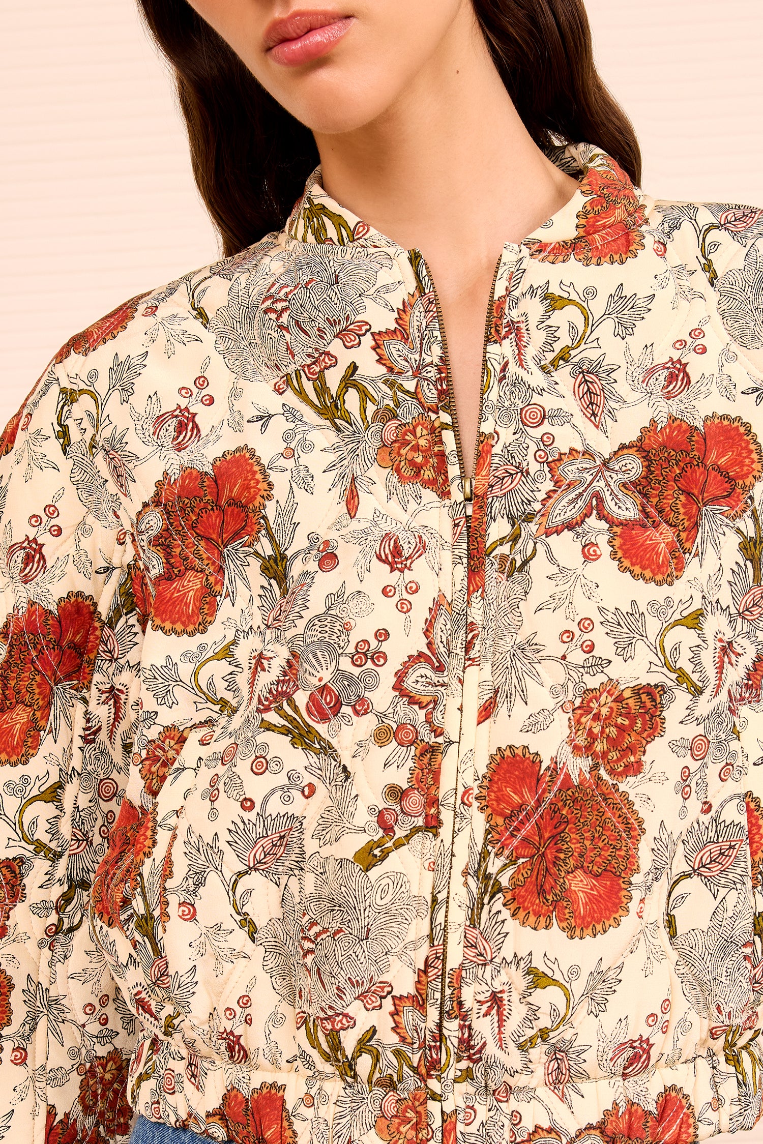 Ulla Johnson Lavinia Silk Quilted Bomber Jacket - Wintergarden