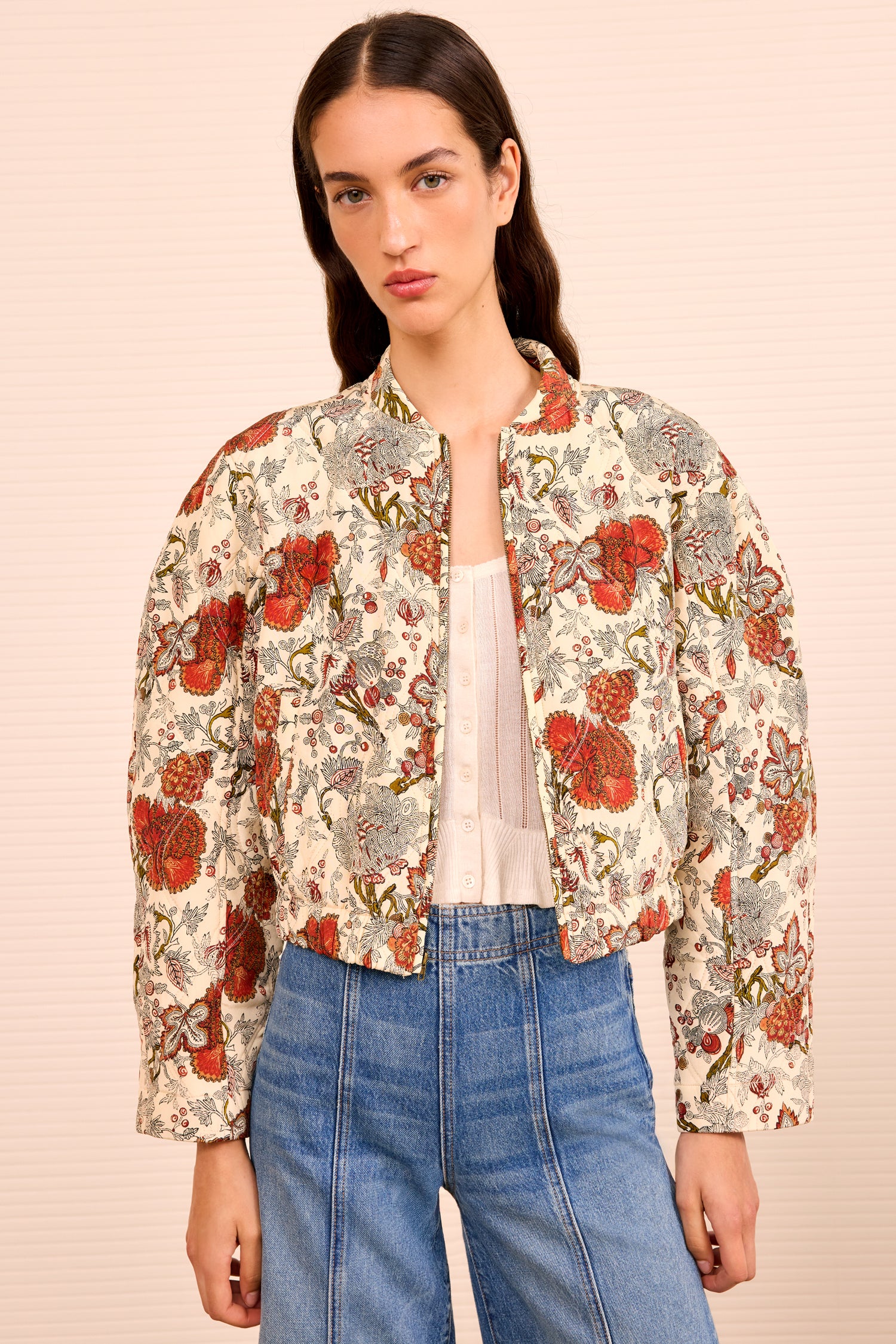Ulla Johnson Lavinia Silk Quilted Bomber Jacket - Wintergarden