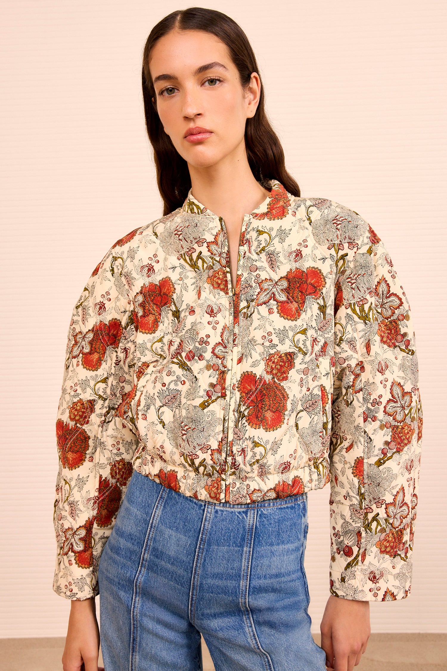 Ulla Johnson Lavinia Silk Quilted Bomber Jacket - Wintergarden