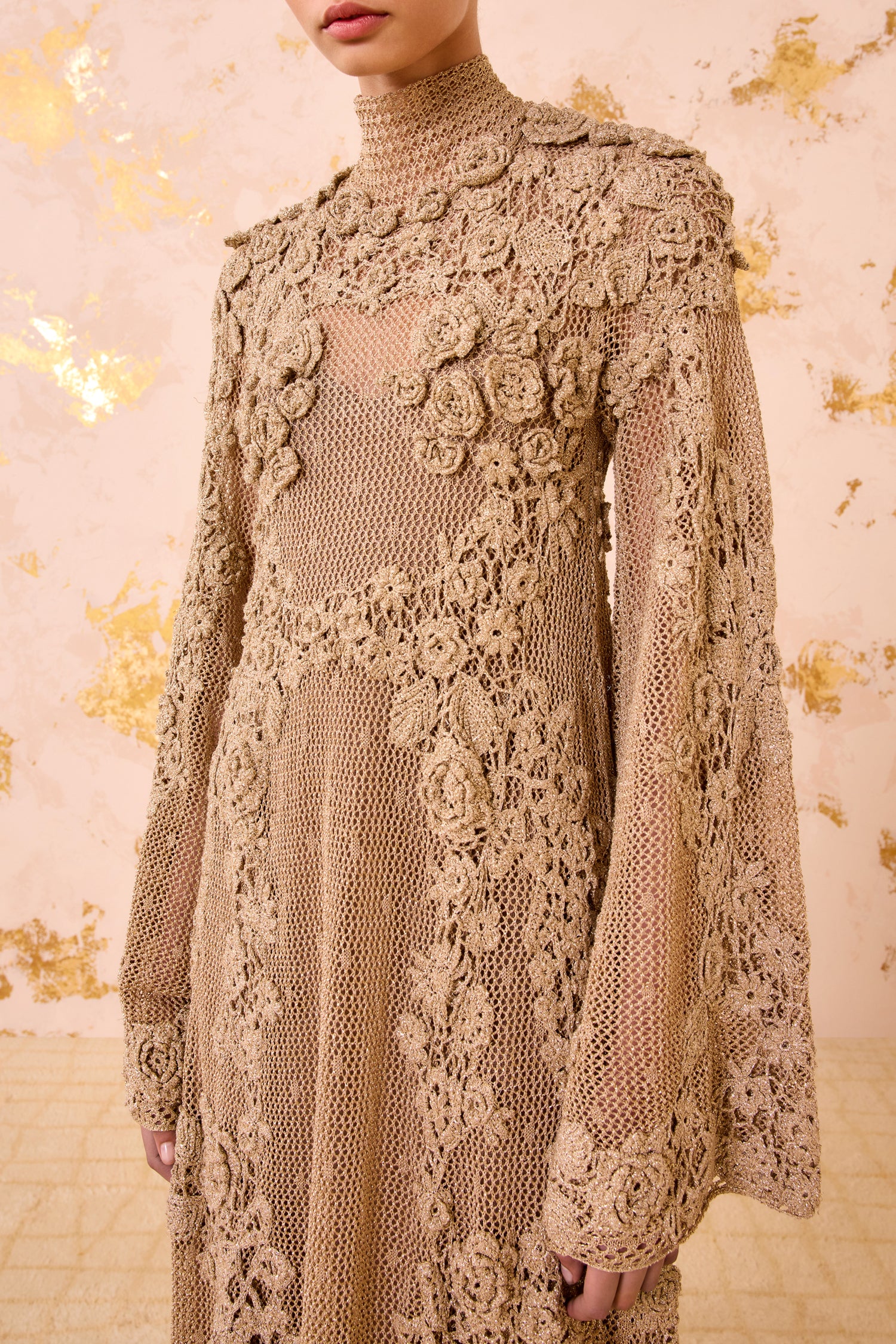 Ulla Johnson Leah Crochet Knit Maxi Dress - Lurex Combo