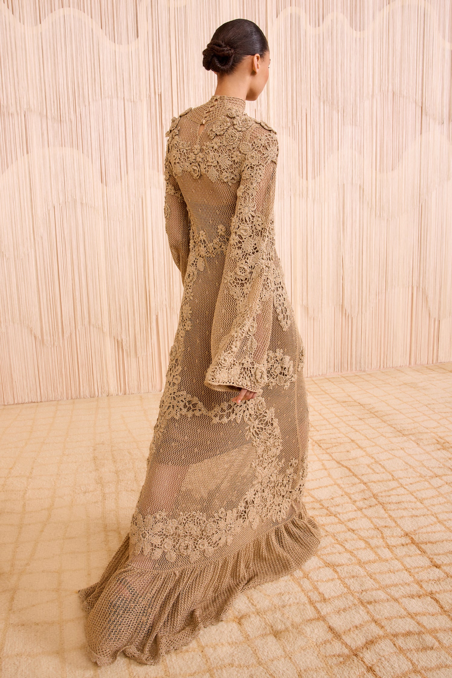 Ulla Johnson Leah Crochet Knit Maxi Dress - Lurex Combo