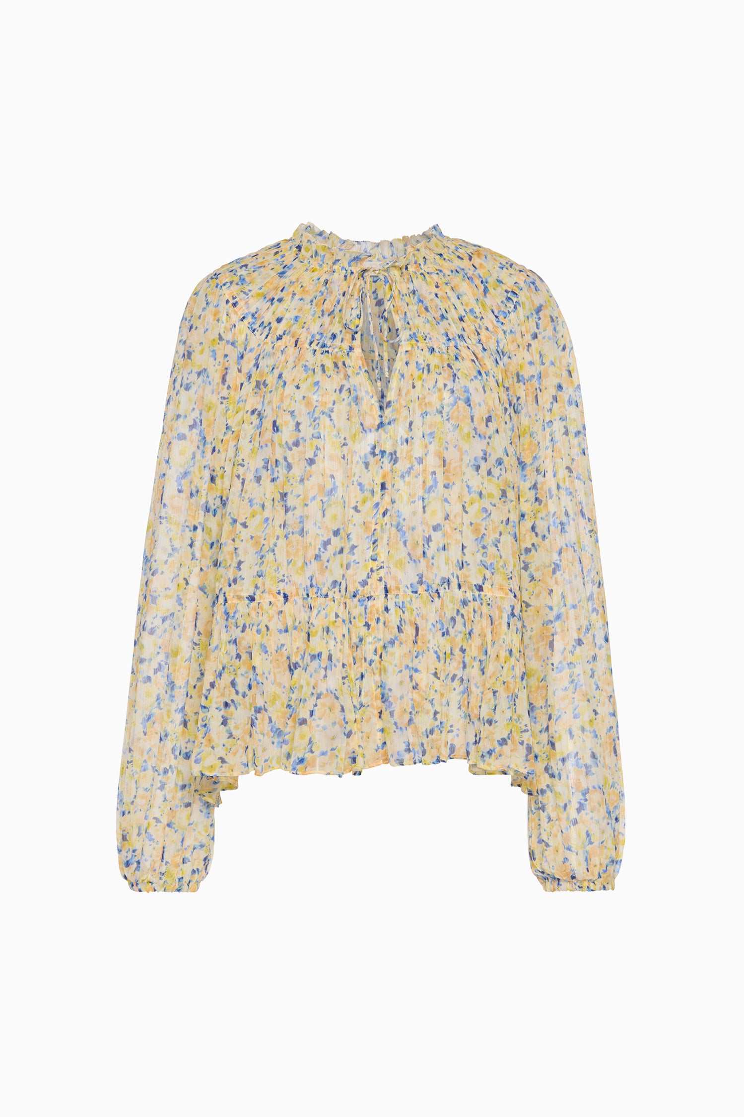 Leandra Silk Blouse - Daffodil Floral Print Long Sleeve Blouse
