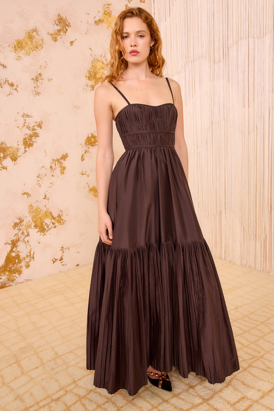 Leela Silk Pleated Dress - Sequoia