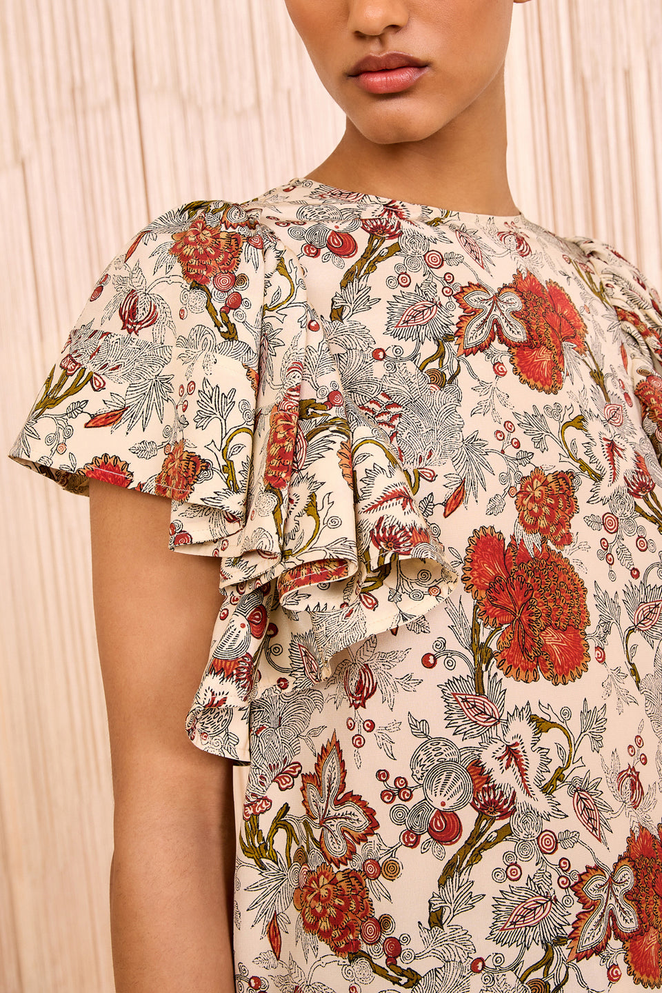 Lena Silk Flutter Sleeve Blouse - Wintergarden