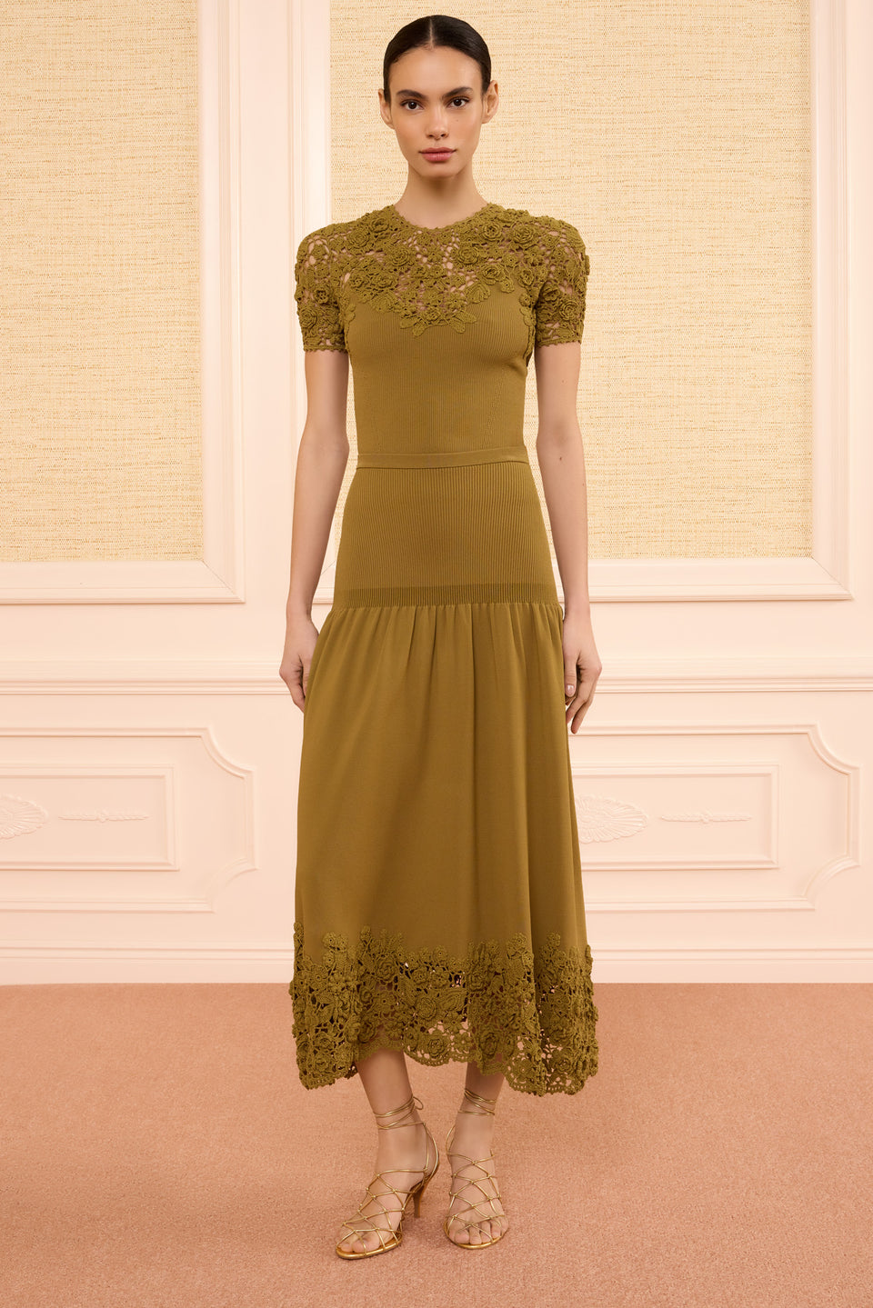 Leona Crochet Midi Skirt - Loden