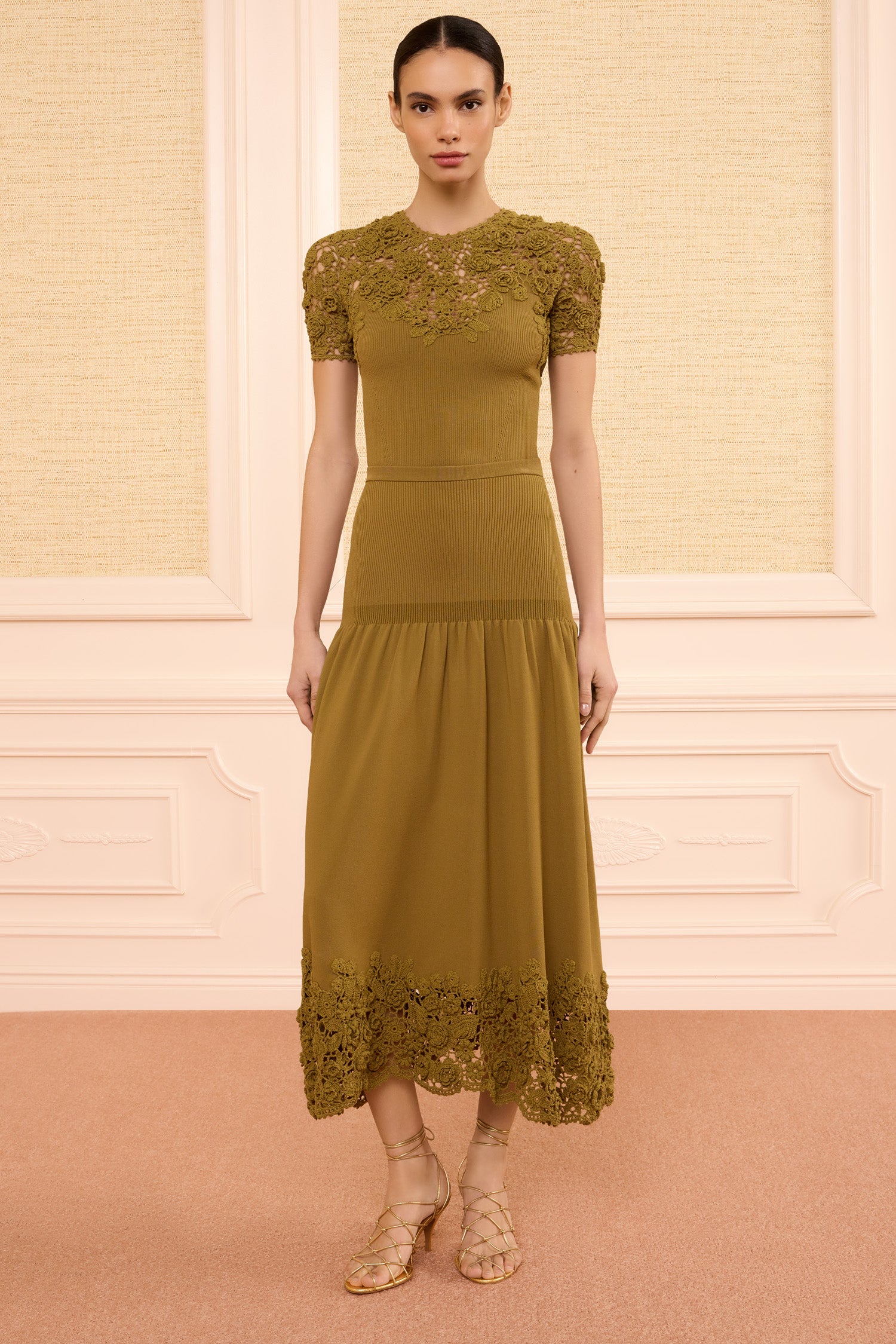 Ulla Johnson Leona Crochet Midi Skirt - Loden