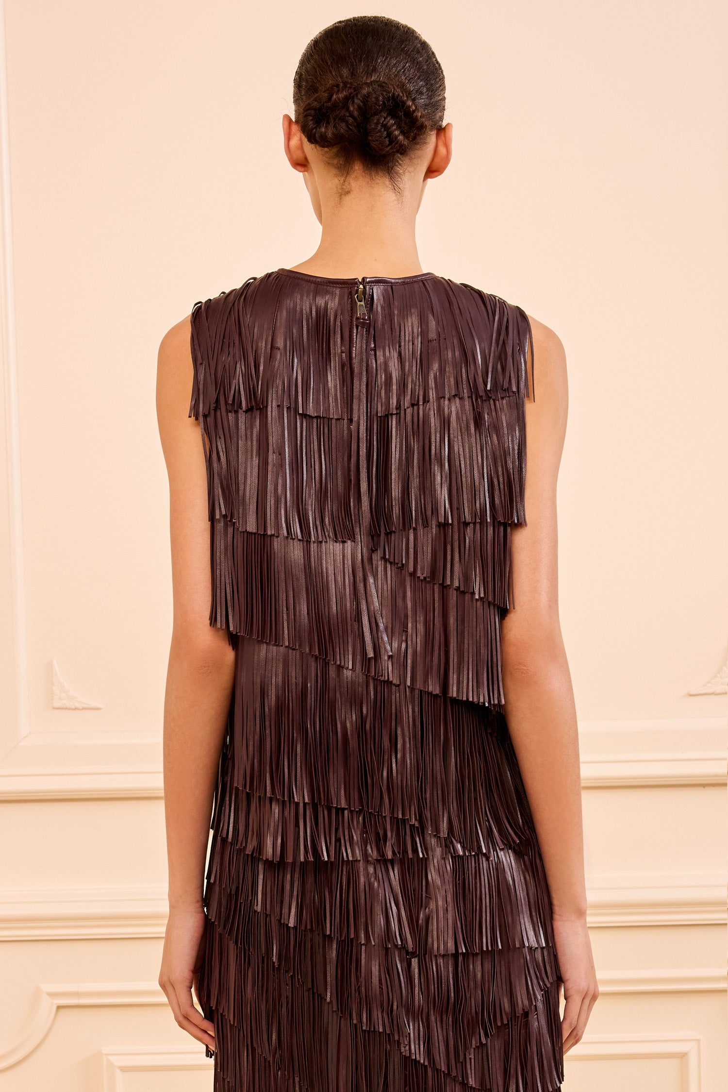 Ulla Johnson Leonie Fringe Leather Top - Mahogany