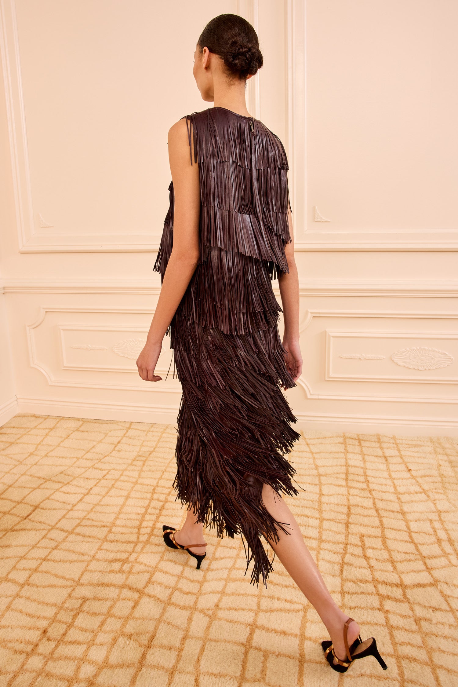 Leonie Fringe Leather Top - Mahogany