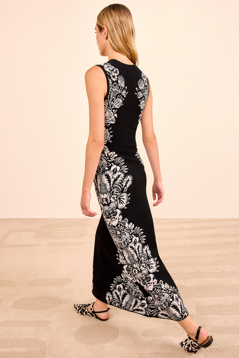 Liana Jacquard SL Long Dress - Noir