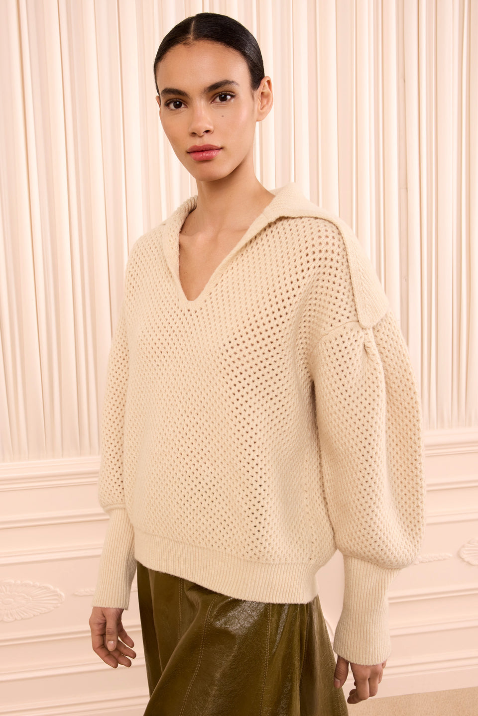 Lila Wool Knit Pullover - Cloud