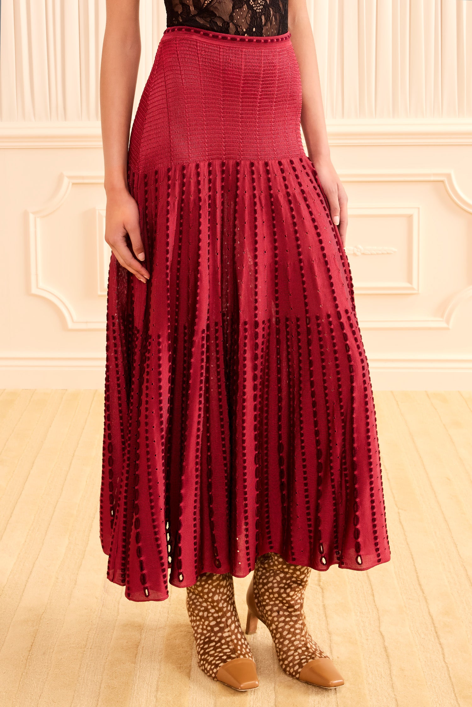 Ulla Johnson Lilah Midi Knit Skirt - Garnet
