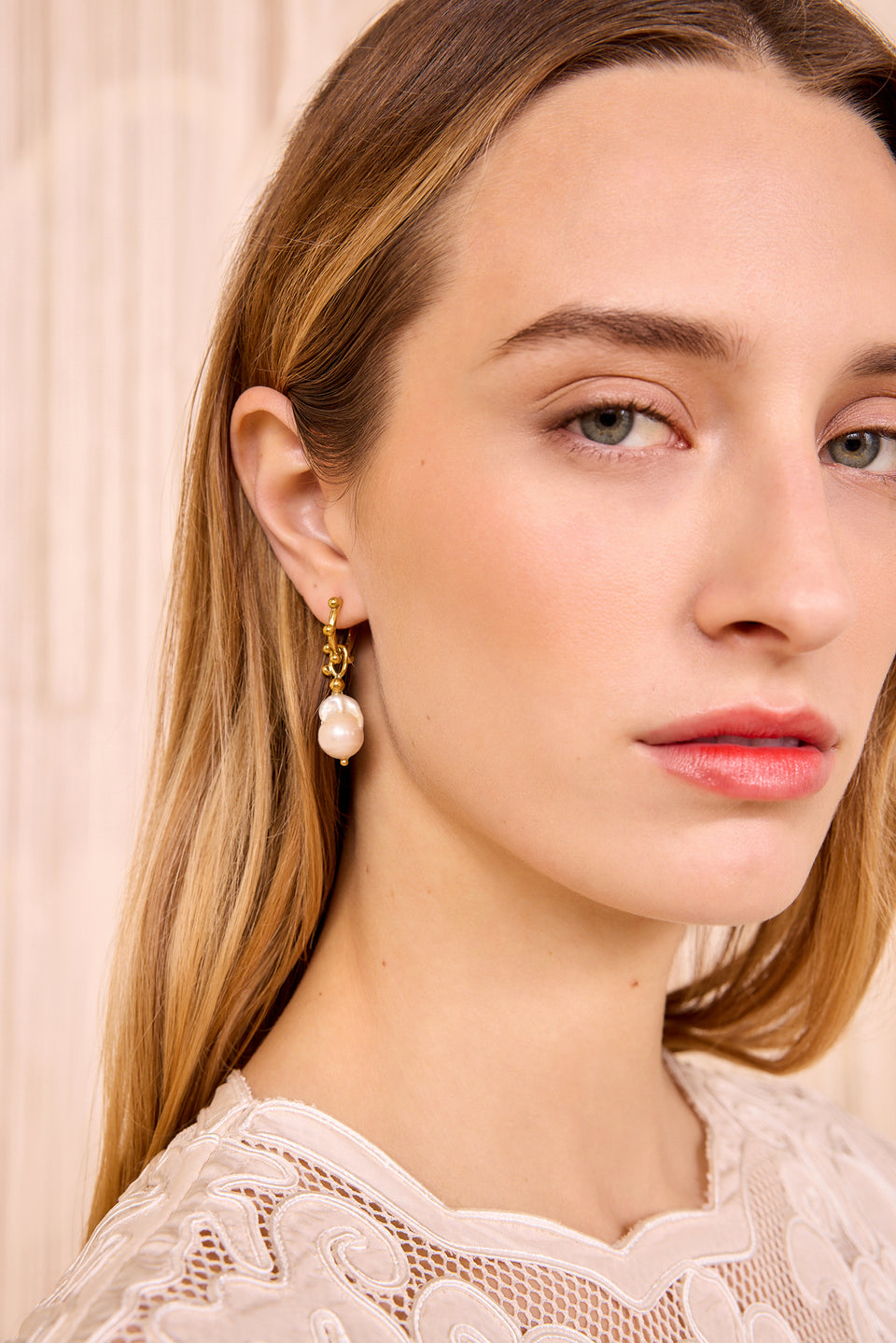 Lilith White Pearl Hoop Earring - Pearl