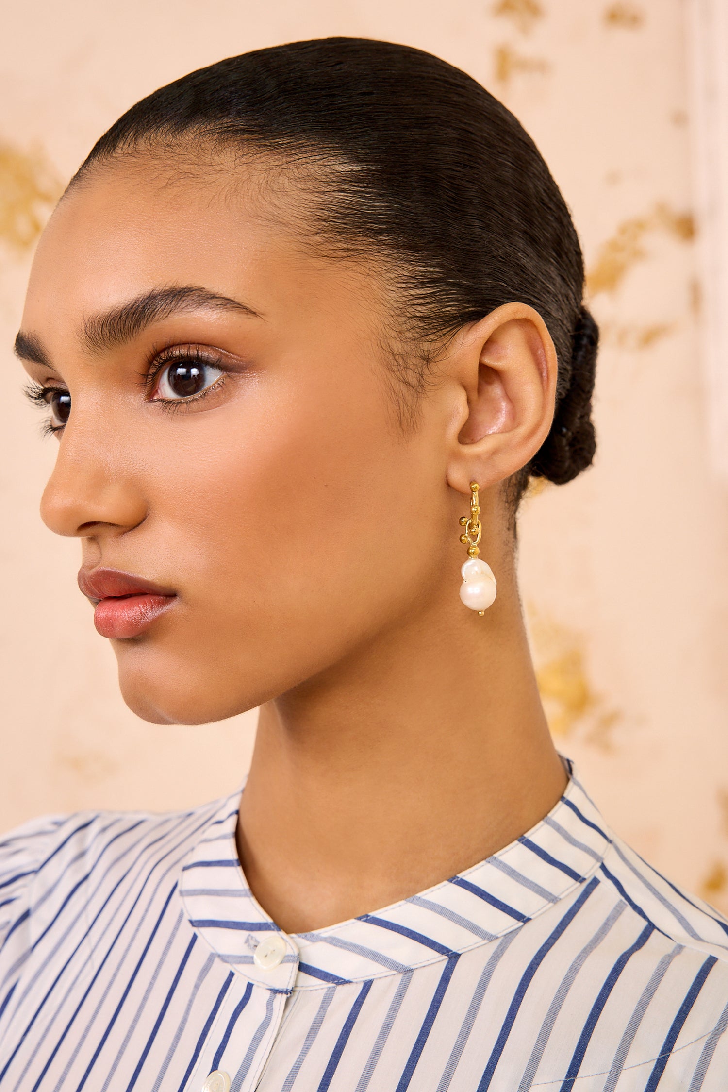 Lilith White Pearl Hoop Earring - Pearl