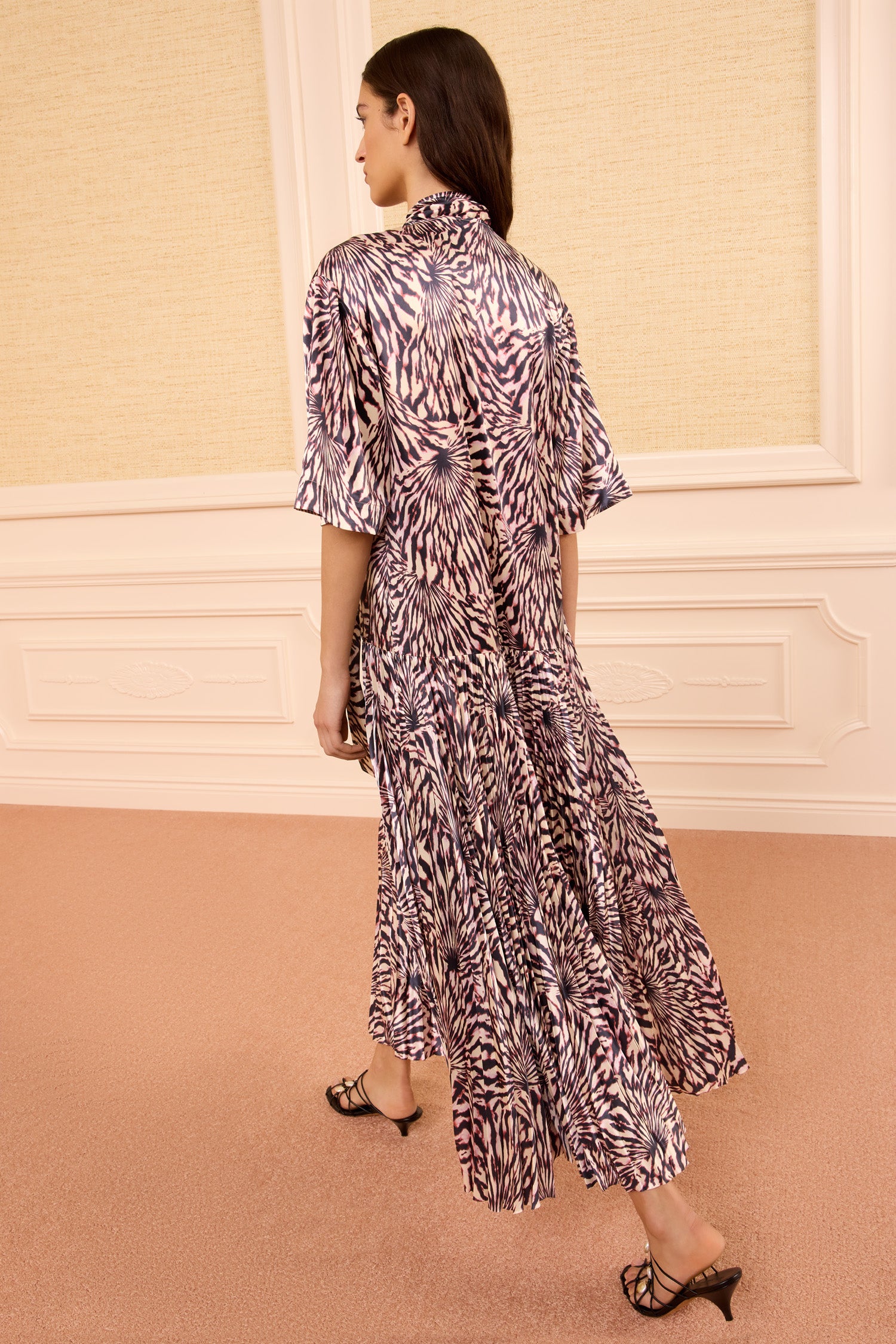 Linya SS Satin Dress with Removable Neck - Rhodonite