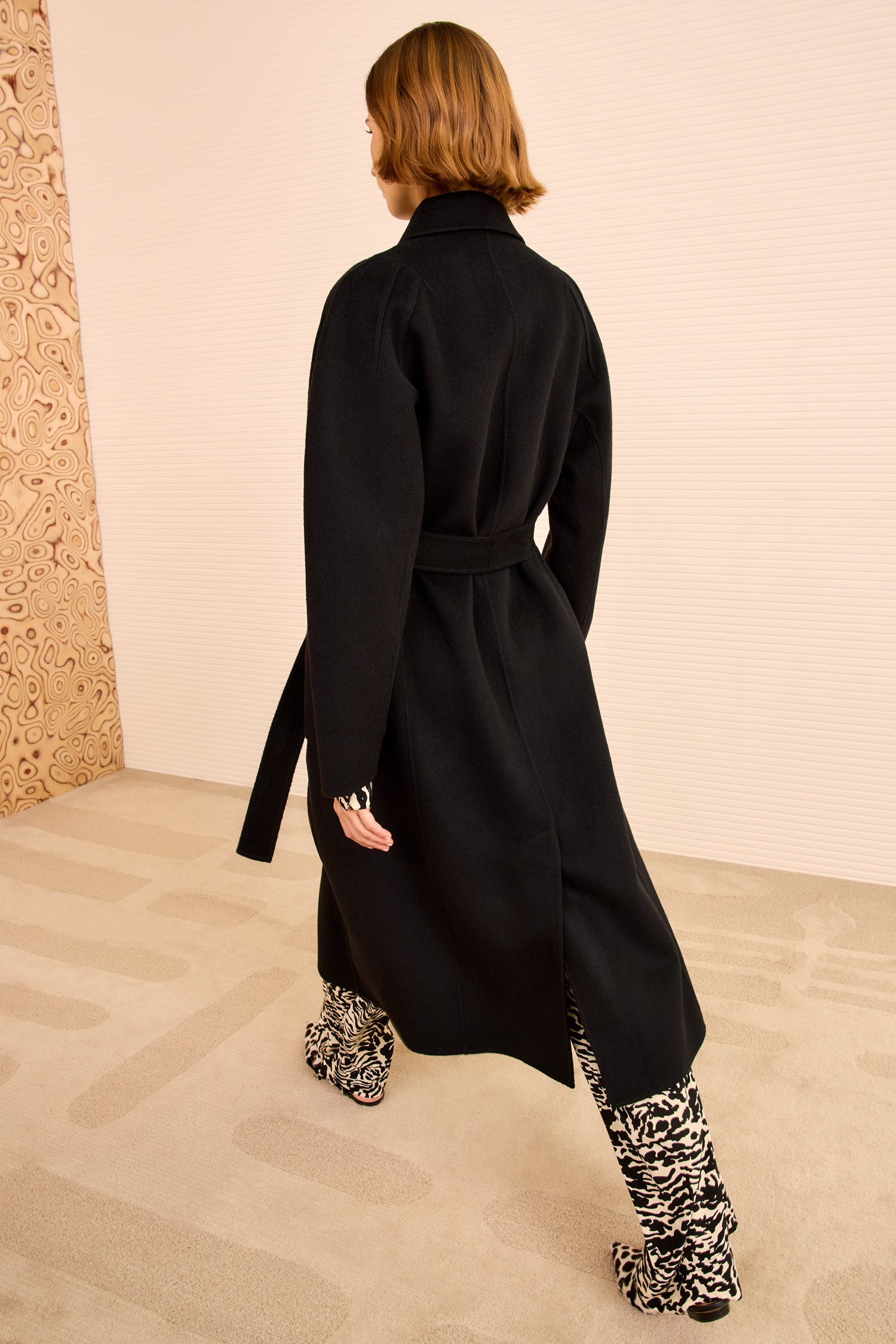 Lisbeth Long Wool Coat With Belt - Noir