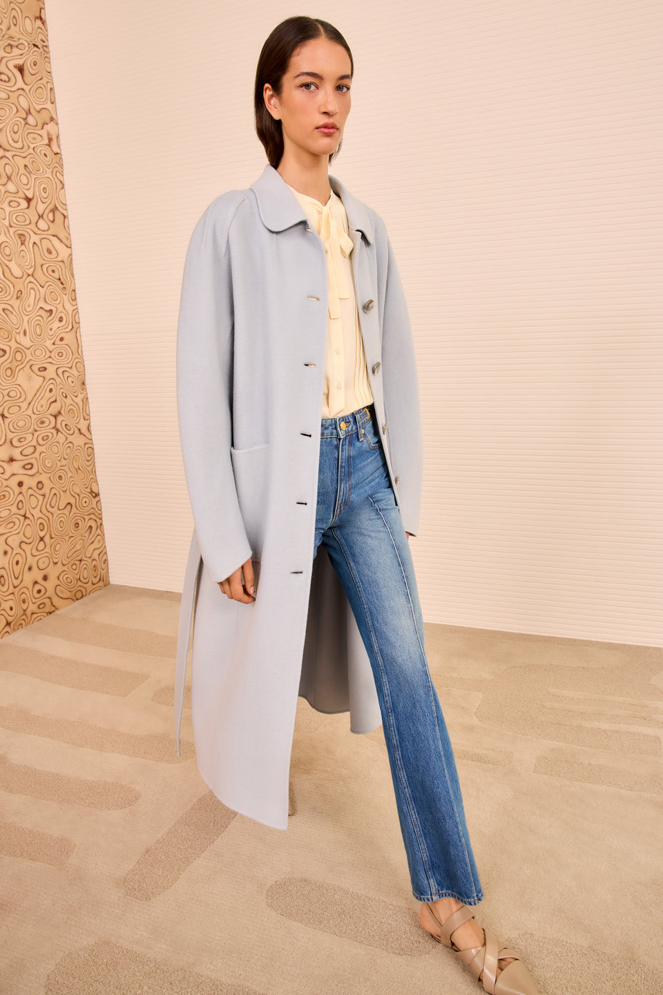 Lisbeth Long Wool Coat With Belt - Slate