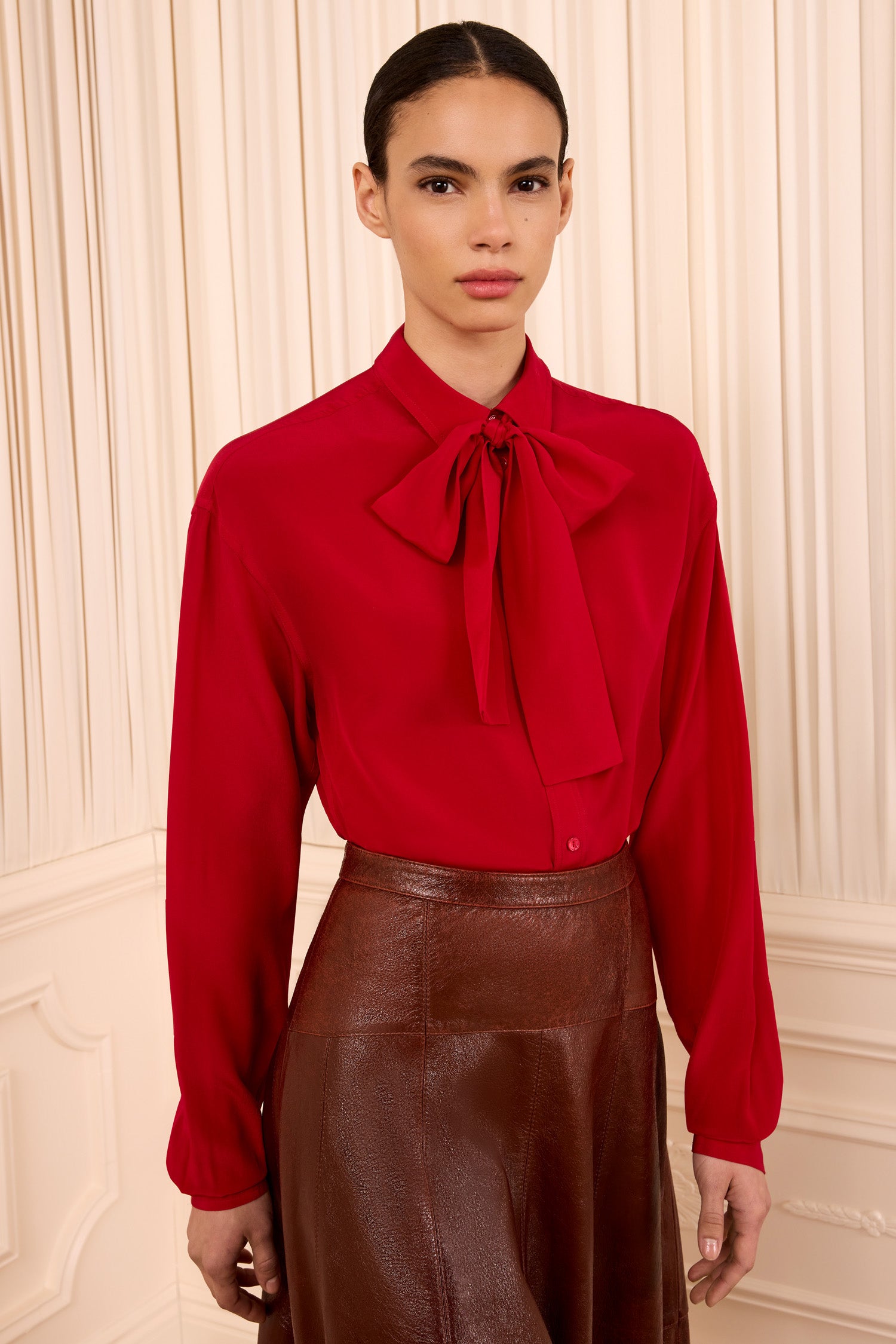Lise LS Silk Blouse - Cerise - Ulla Johnson