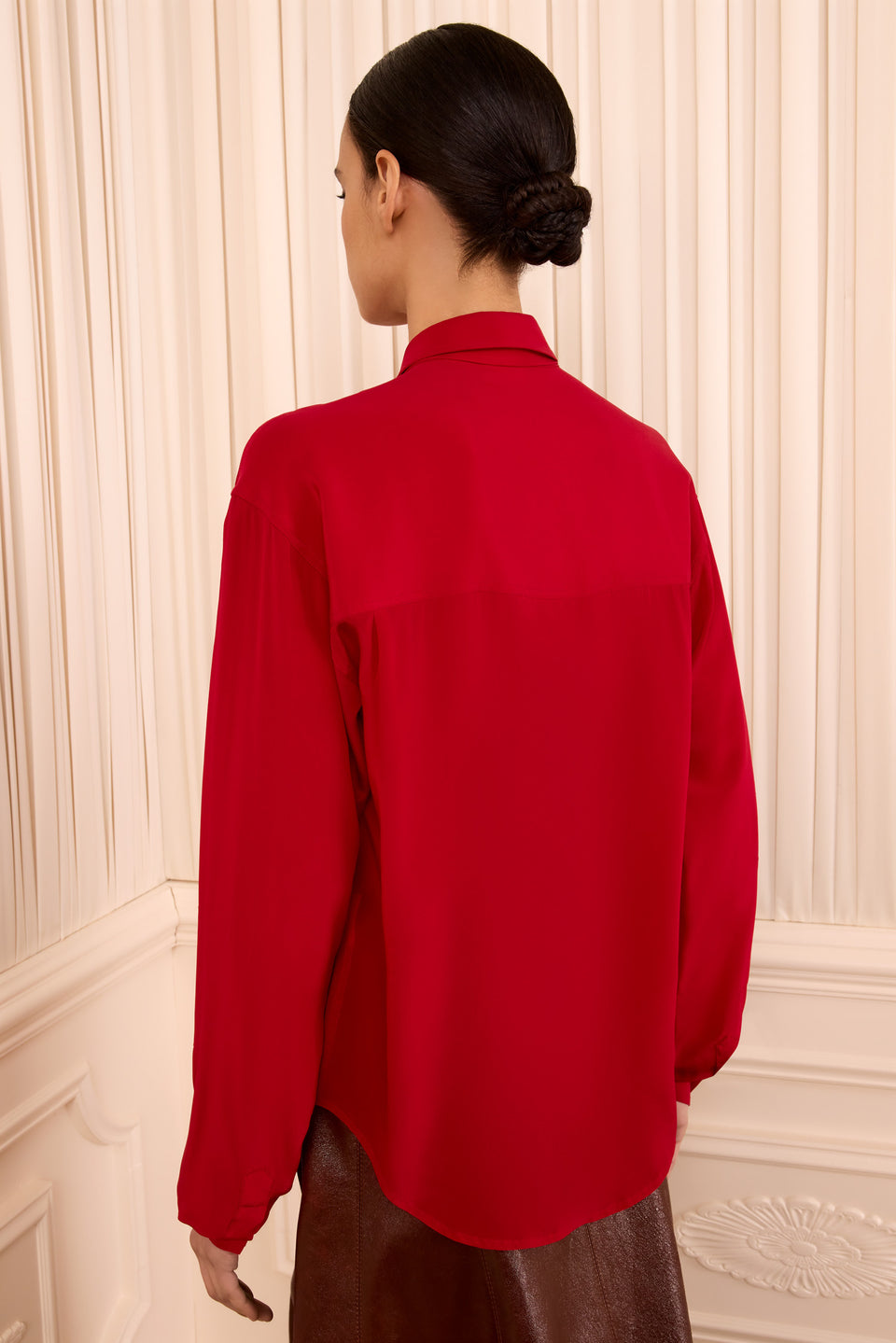 Lise Long Sleeve Silk Blouse - Cerise