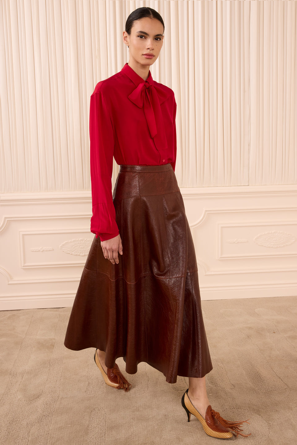 Lise Long Sleeve Silk Blouse - Cerise